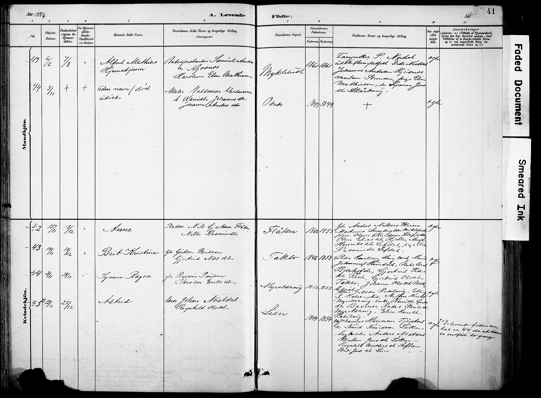 Eid sokneprestembete, AV/SAB-A-82301/H/Hab/Habb/L0002: Parish register (copy) no. B 2, 1882-1907, p. 41