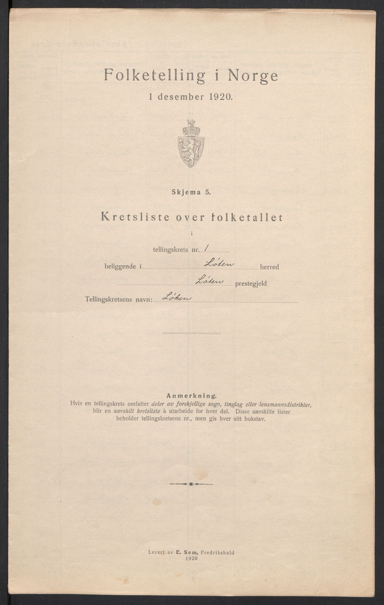 SAH, 1920 census for Løten, 1920, p. 10