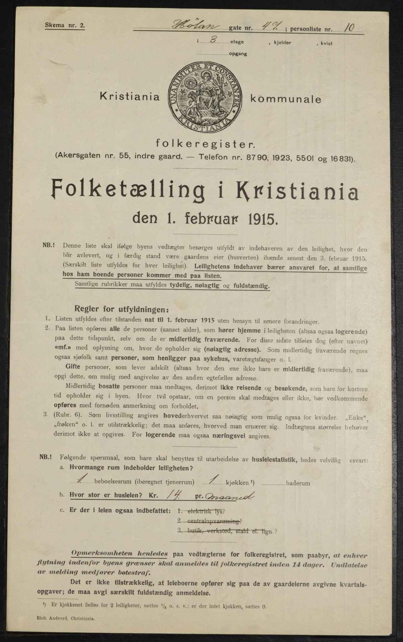 OBA, Municipal Census 1915 for Kristiania, 1915, p. 42215