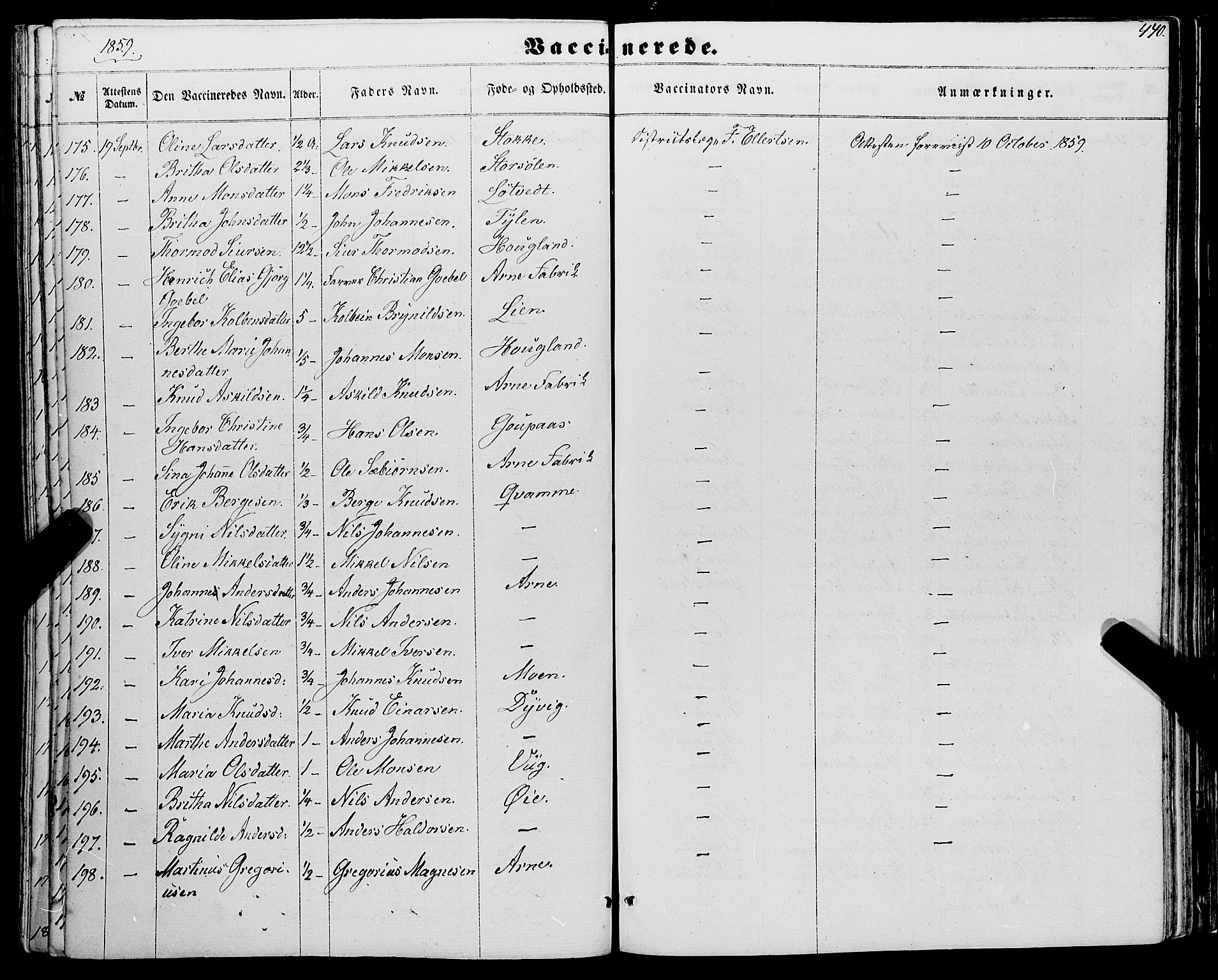 Haus sokneprestembete, AV/SAB-A-75601/H/Haa: Parish register (official) no. A 17, 1858-1870, p. 440