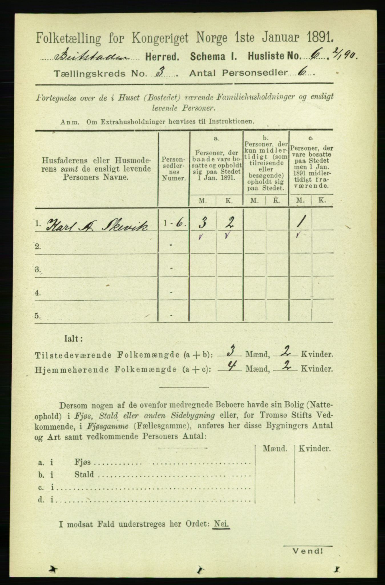 RA, 1891 census for 1727 Beitstad, 1891, p. 684