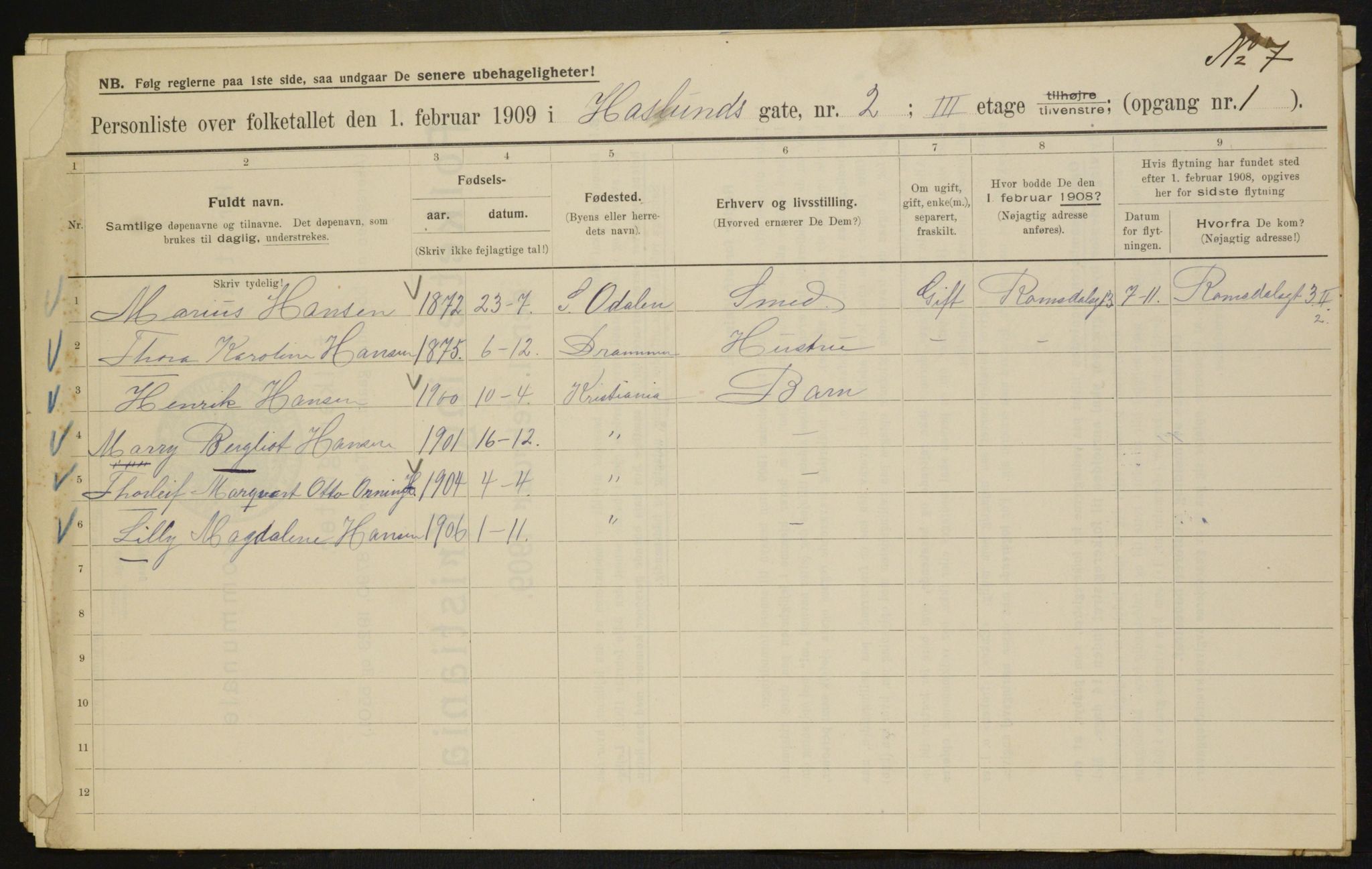 OBA, Municipal Census 1909 for Kristiania, 1909, p. 24221