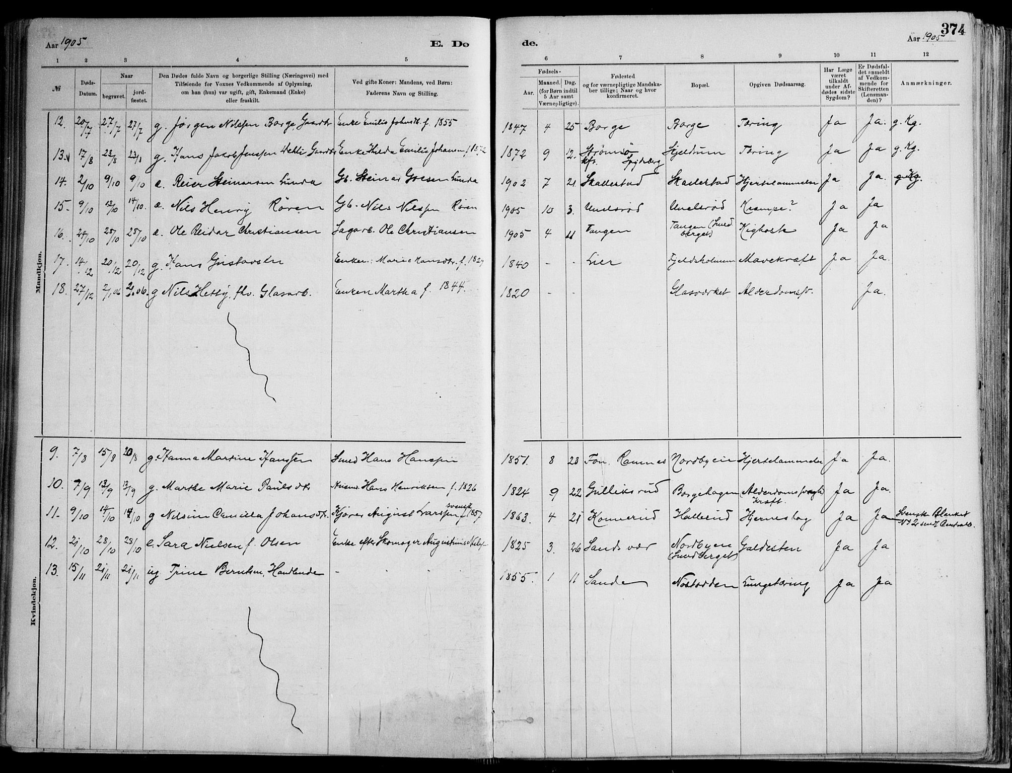 Skoger kirkebøker, AV/SAKO-A-59/F/Fa/L0006: Parish register (official) no. I 6, 1885-1910, p. 374