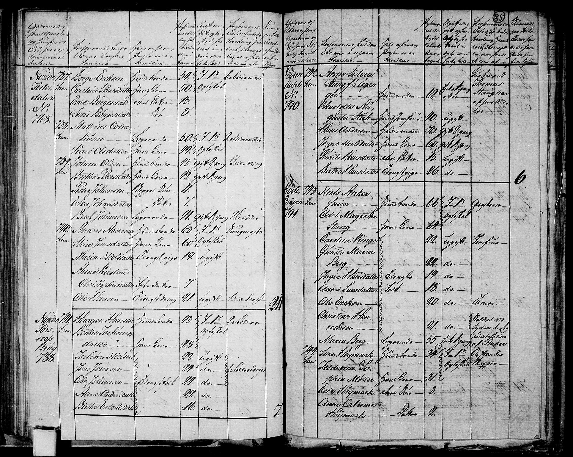 RA, 1801 census for 0101P Fredrikshald, 1801, p. 84b-85a