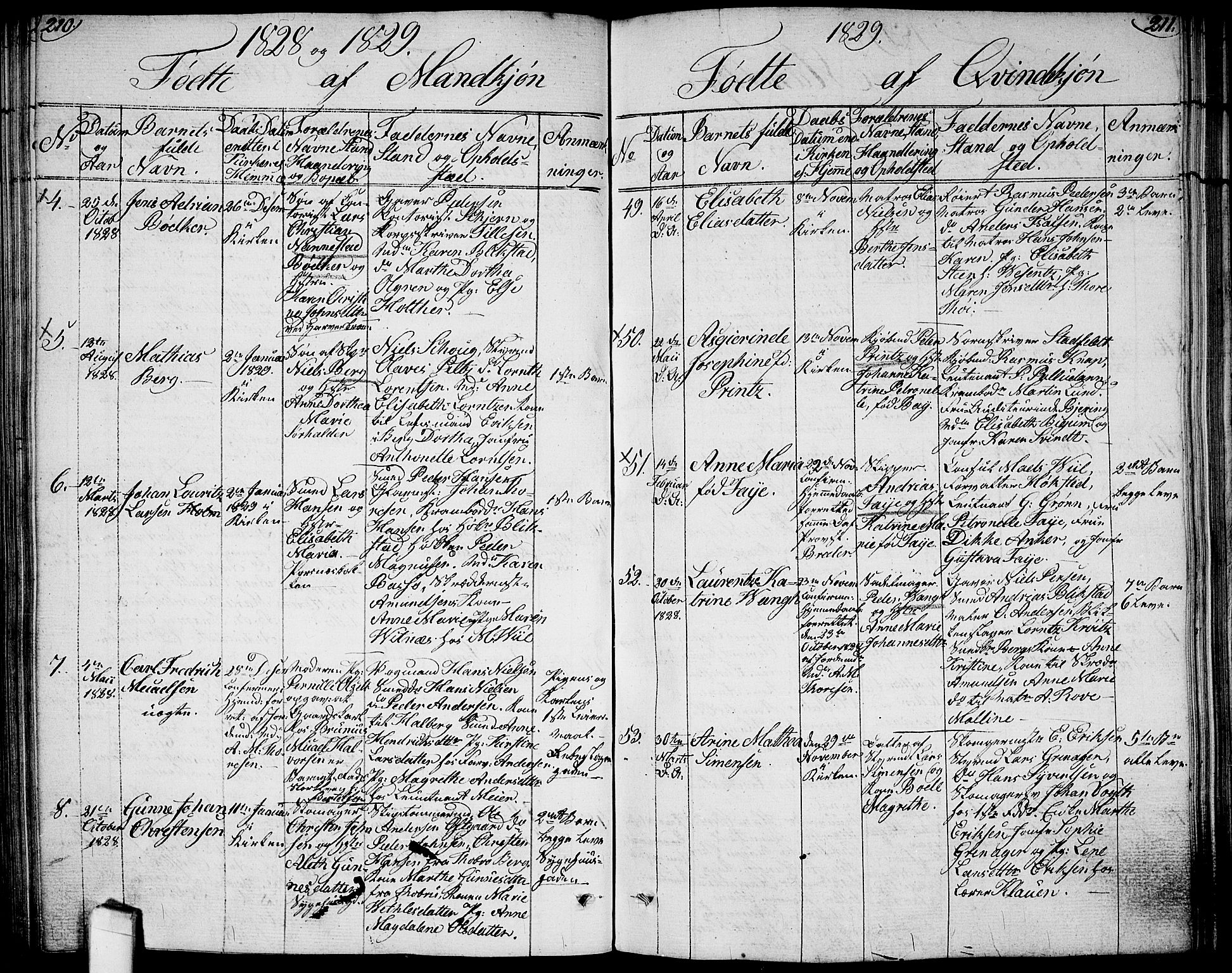 Halden prestekontor Kirkebøker, SAO/A-10909/G/Ga/L0002: Parish register (copy) no. 2, 1821-1834, p. 210-211