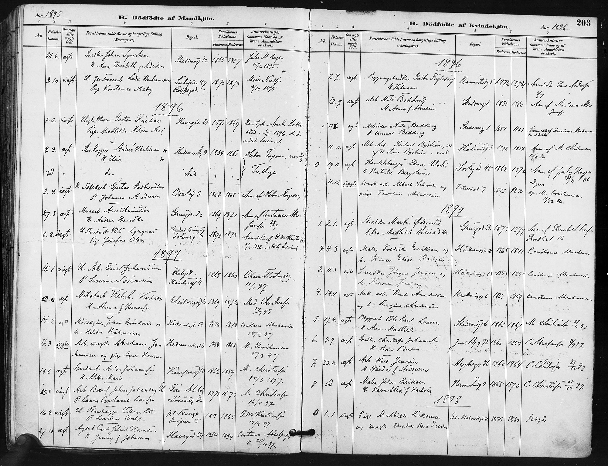 Kampen prestekontor Kirkebøker, AV/SAO-A-10853/F/Fa/L0005: Parish register (official) no. I 5, 1890-1902, p. 203