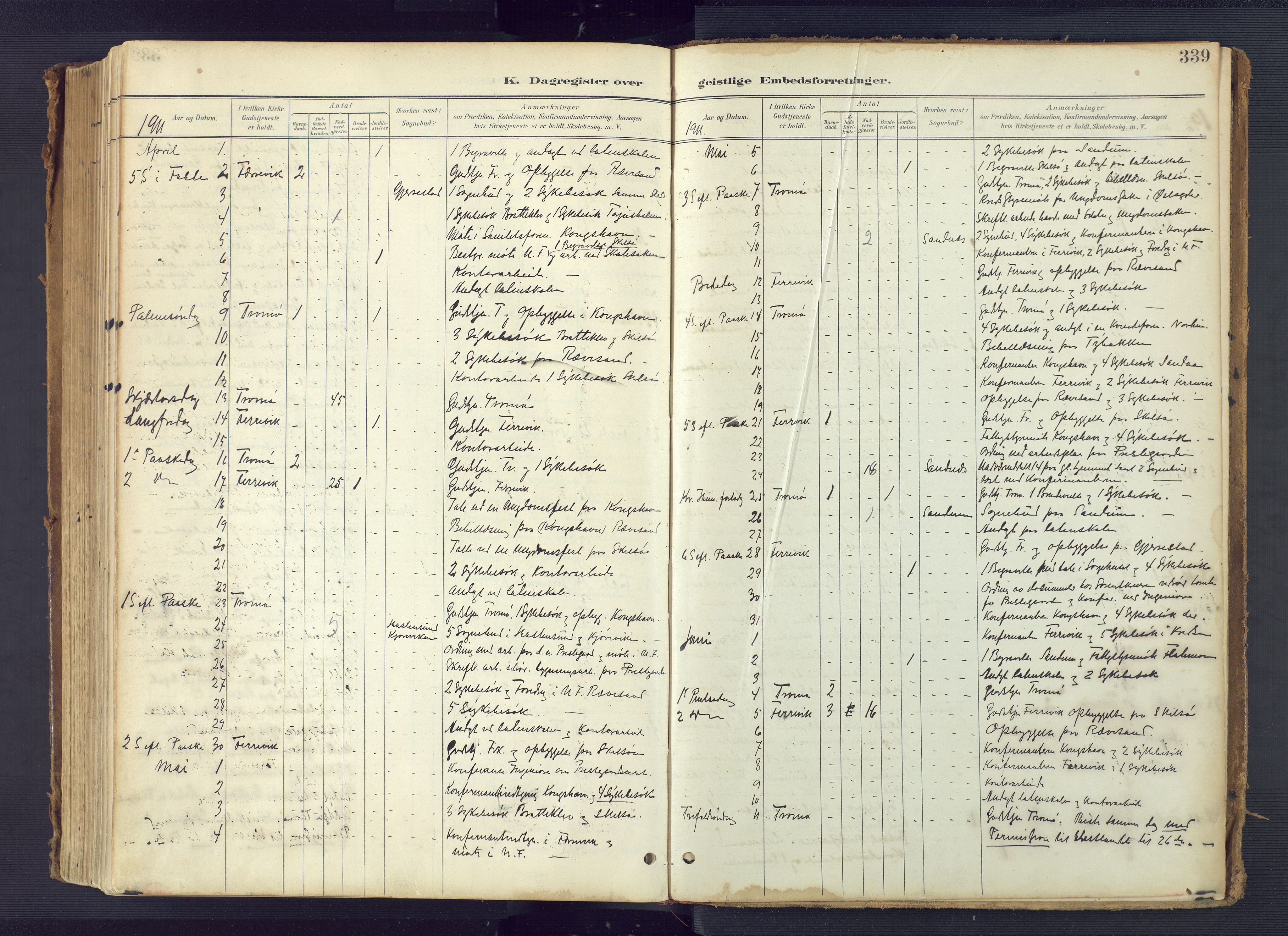 Tromøy sokneprestkontor, AV/SAK-1111-0041/F/Fa/L0010: Parish register (official) no. A 10, 1896-1912, p. 339