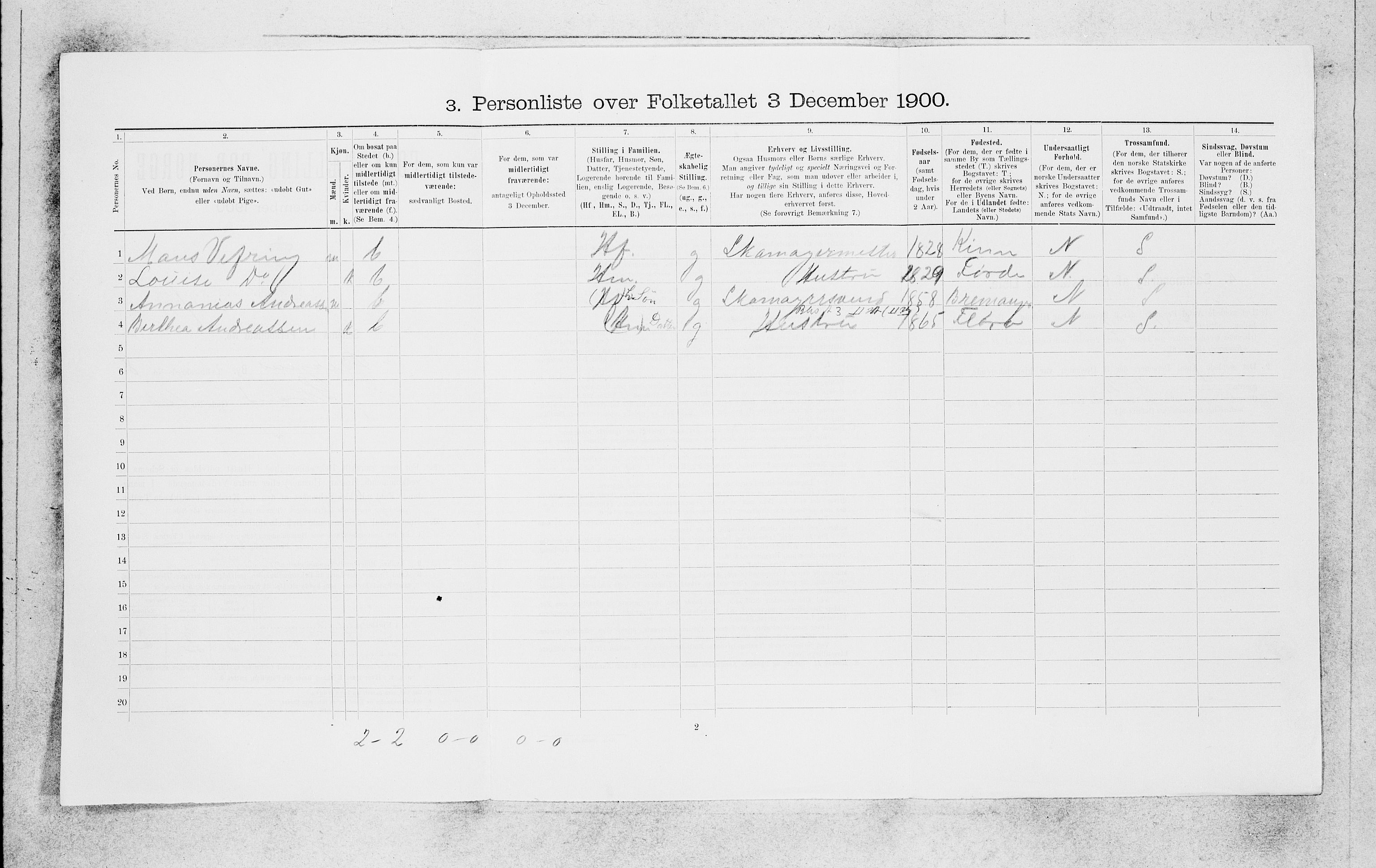 SAB, 1900 census for Bergen, 1900, p. 1354