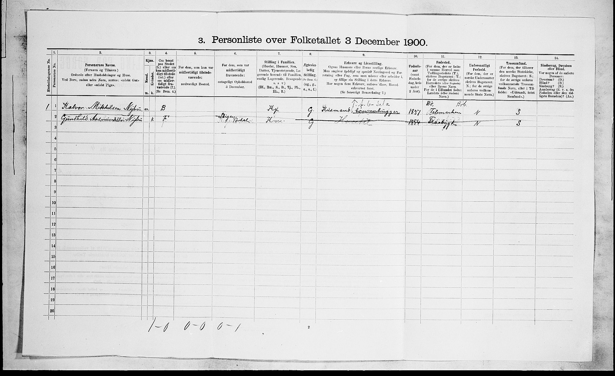 SAKO, 1900 census for Drangedal, 1900, p. 1237