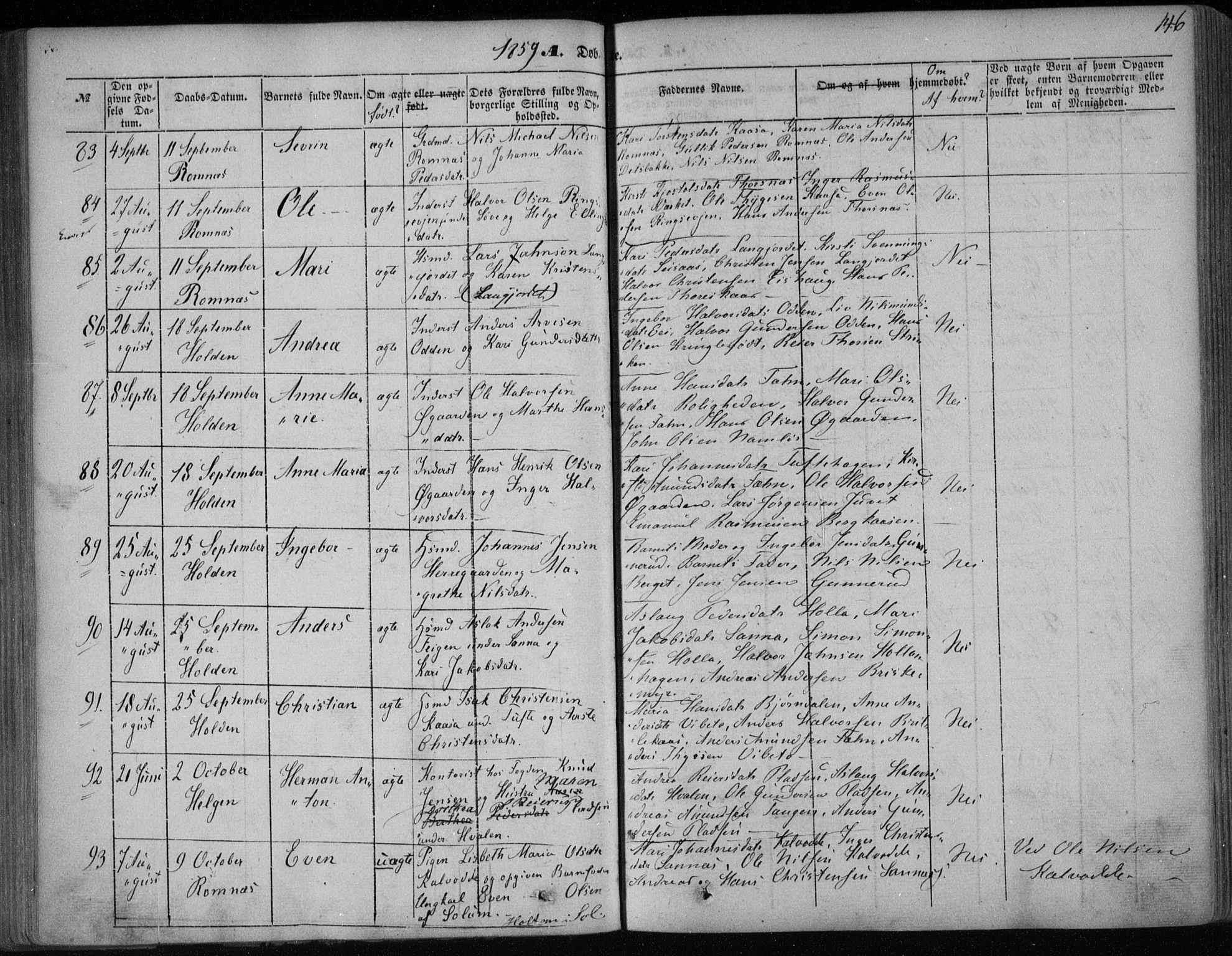 Holla kirkebøker, AV/SAKO-A-272/F/Fa/L0005: Parish register (official) no. 5, 1849-1860, p. 146