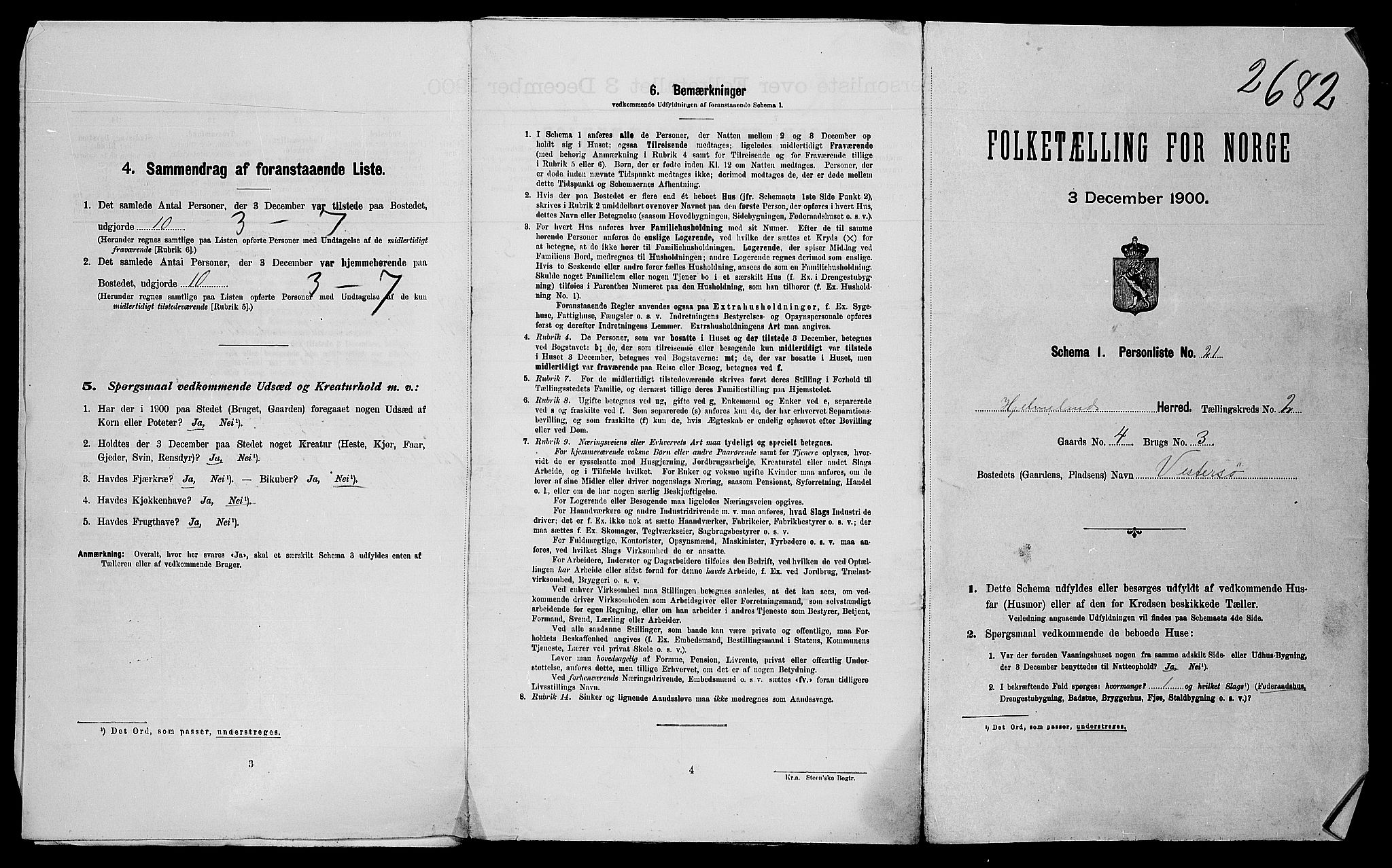 SAST, 1900 census for Hjelmeland, 1900, p. 50