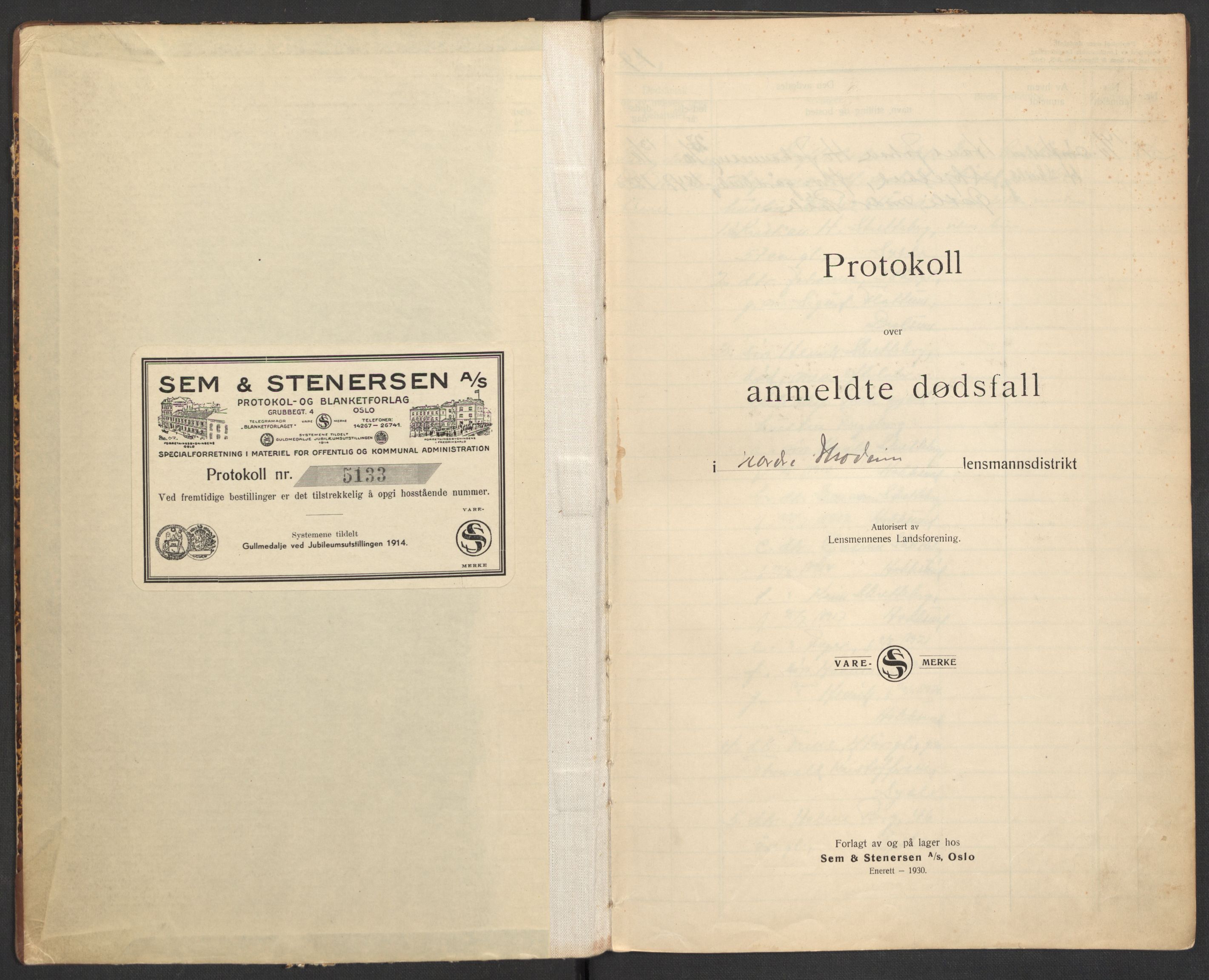 Modum lensmannskontor, AV/SAKO-A-524/H/Ha/Hab/L0007: Dødsfallsprotokoll - Nordre Modum, 1932-1936