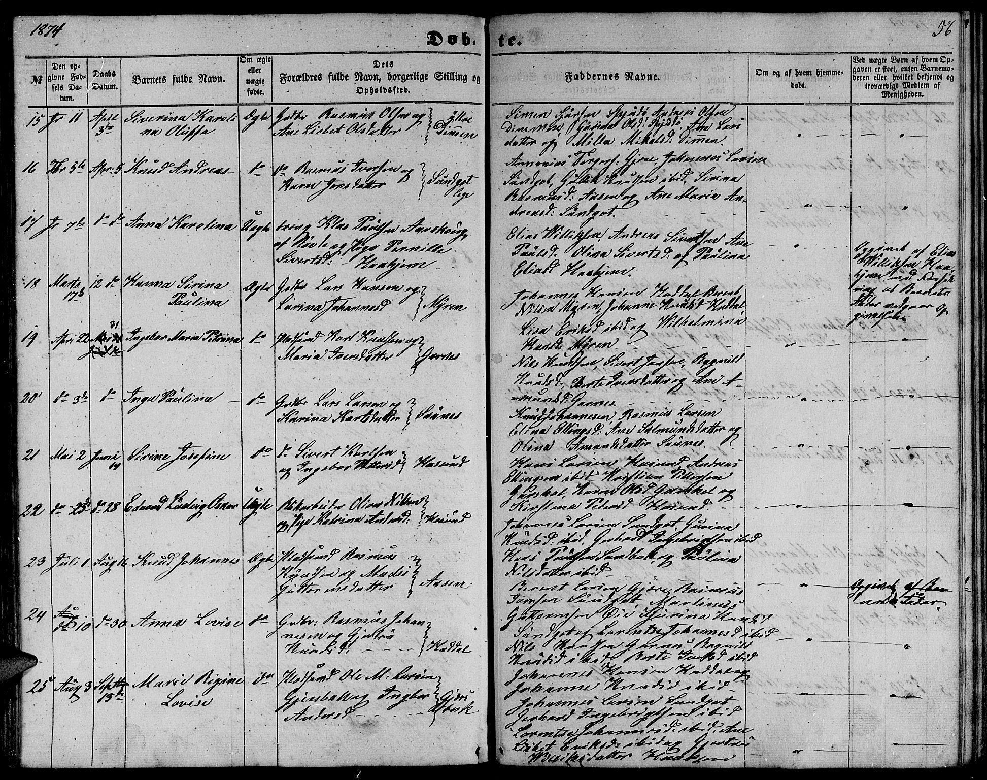 Ministerialprotokoller, klokkerbøker og fødselsregistre - Møre og Romsdal, SAT/A-1454/509/L0111: Parish register (copy) no. 509C01, 1854-1882, p. 56