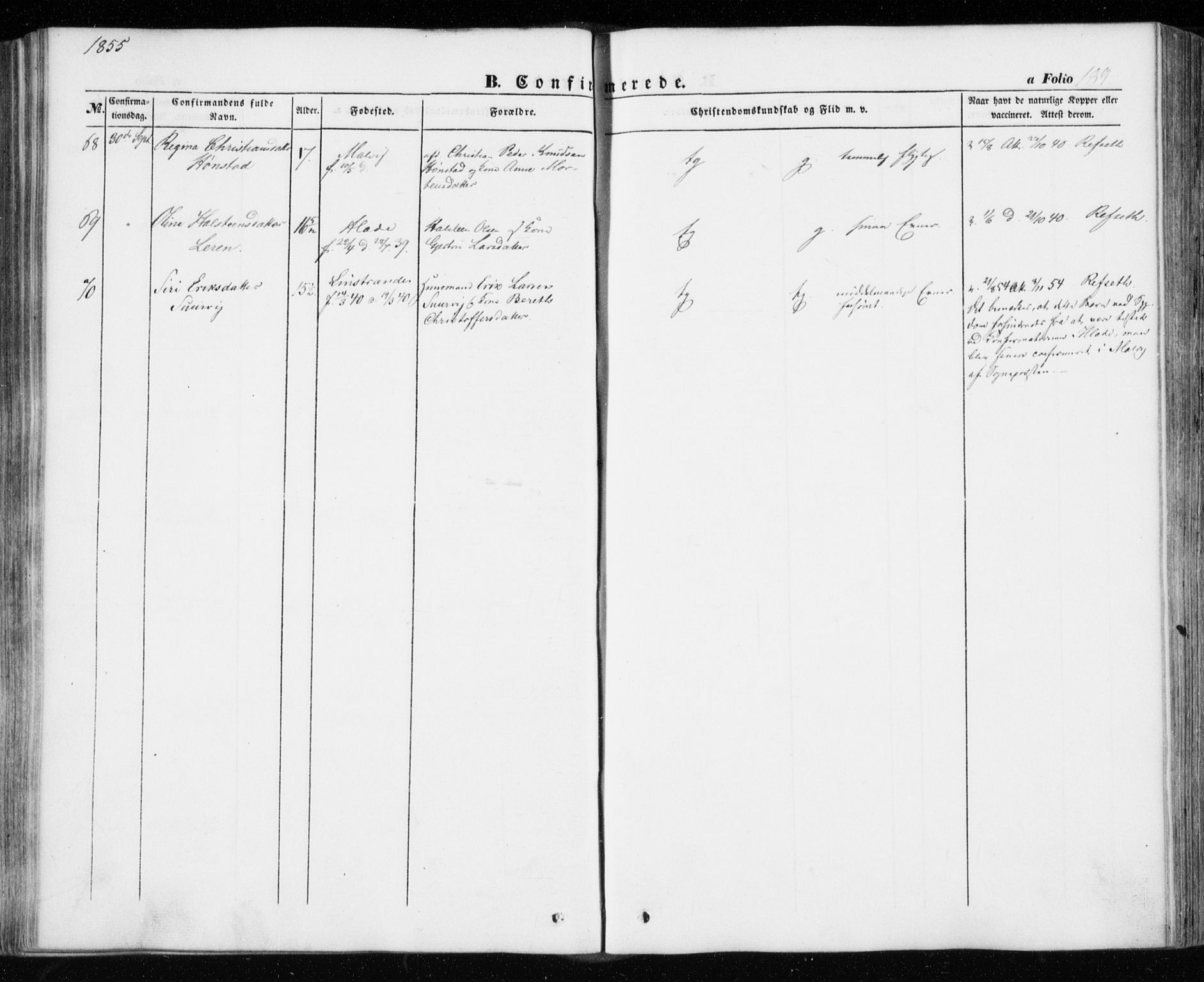 Ministerialprotokoller, klokkerbøker og fødselsregistre - Sør-Trøndelag, SAT/A-1456/606/L0291: Parish register (official) no. 606A06, 1848-1856, p. 189