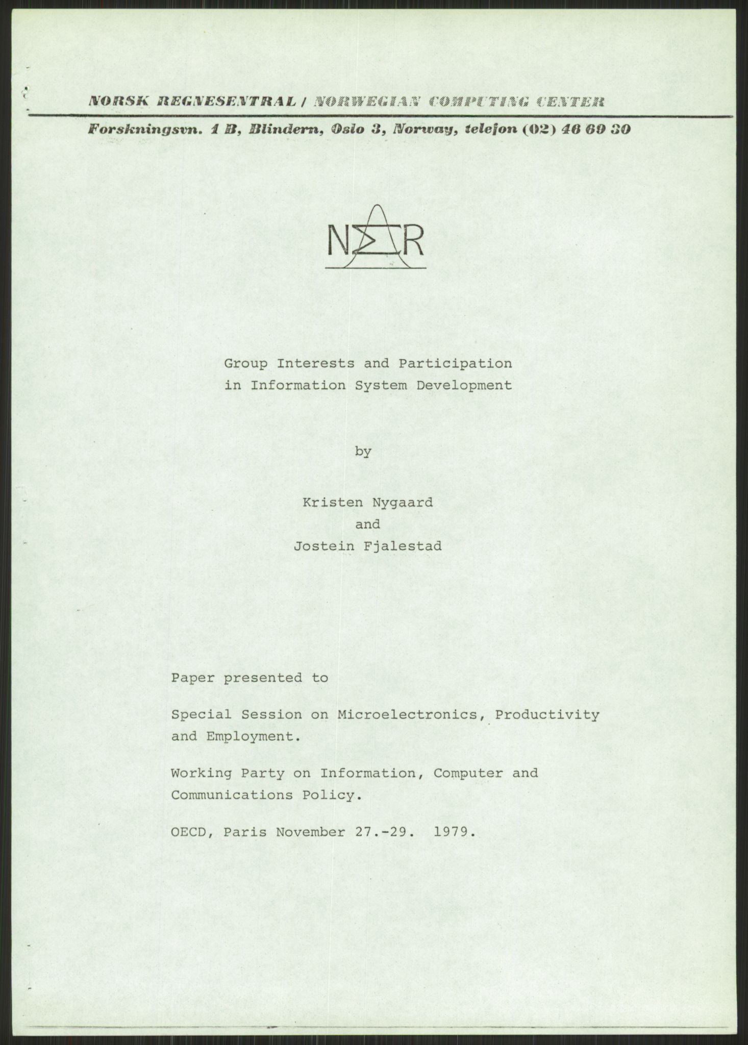 Nygaard, Kristen, RA/PA-1398/F/Fh/L0001: Systemarbeid/brukermedvirkning, 1979-2002, p. 231