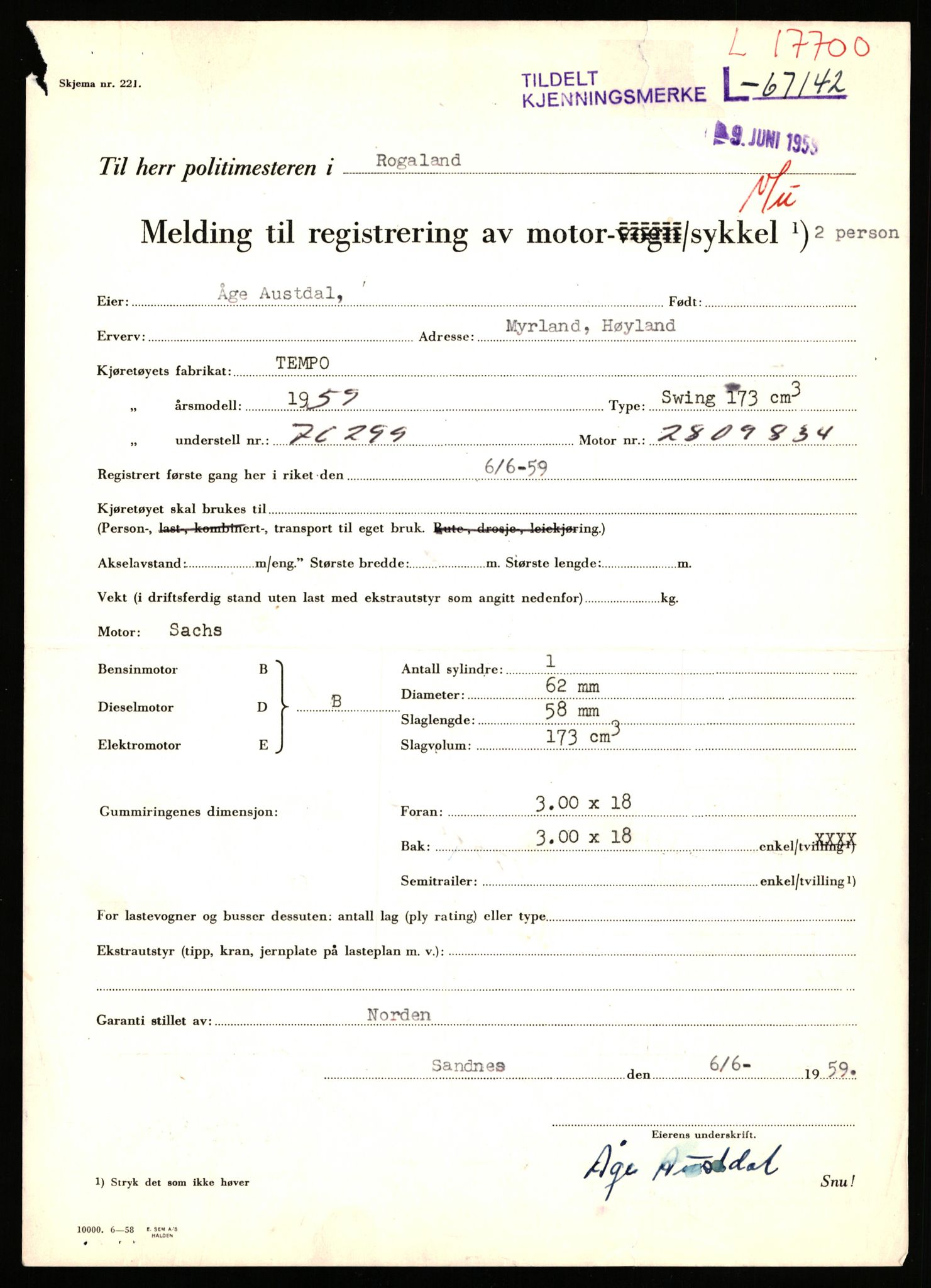 Stavanger trafikkstasjon, AV/SAST-A-101942/0/F/L0032: L-17600 - L-18149, 1930-1971, p. 297