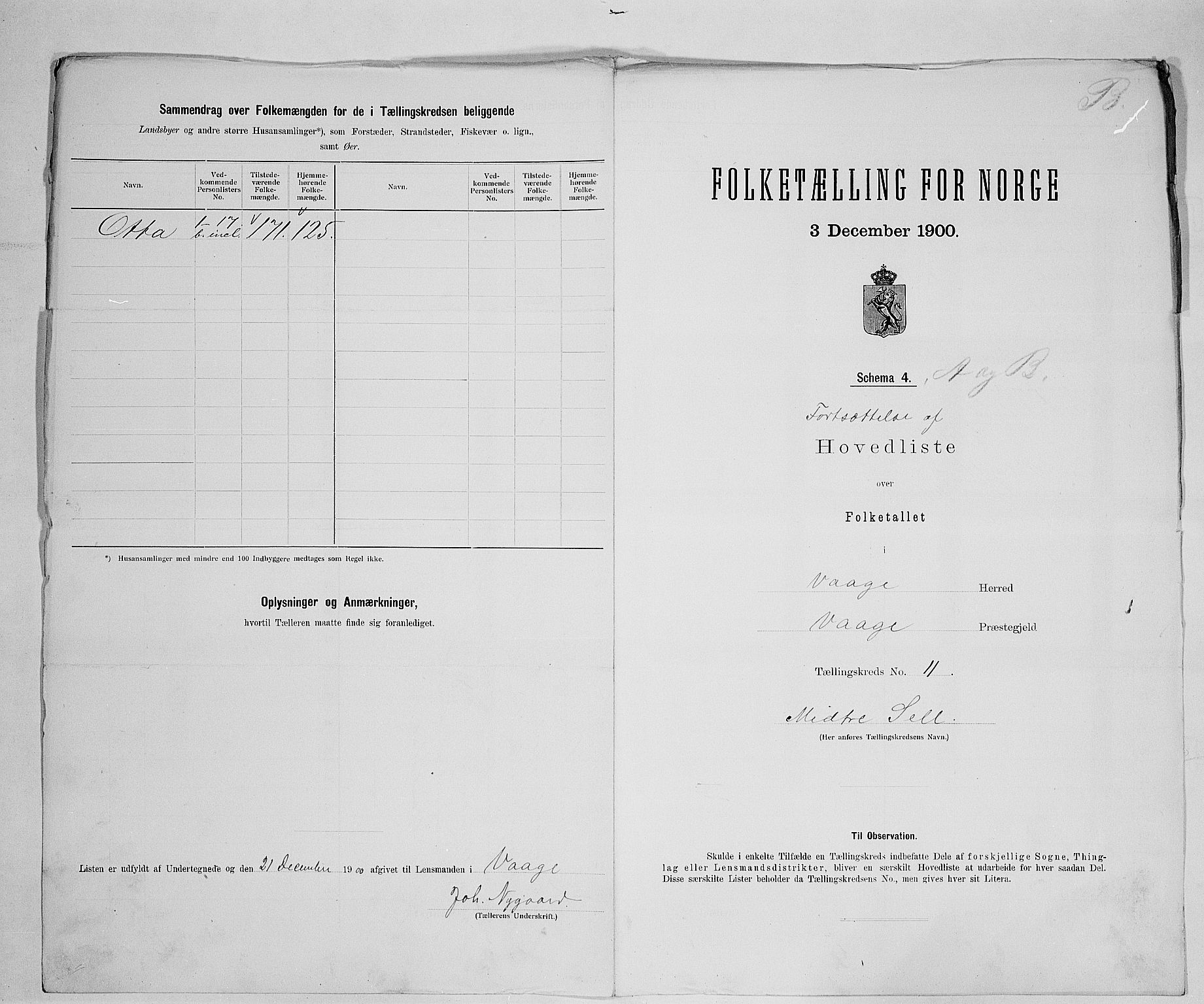 SAH, 1900 census for Vågå, 1900, p. 50