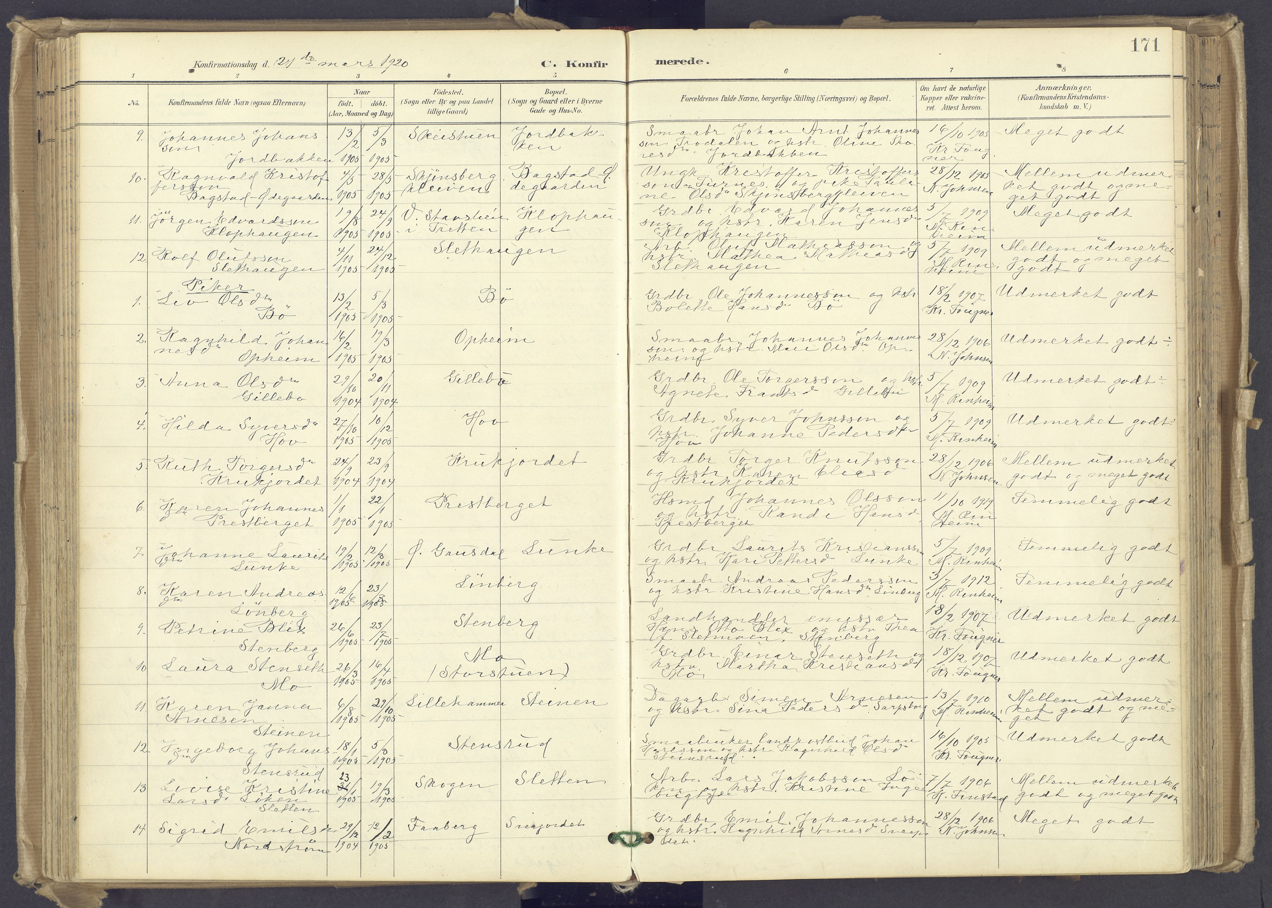 Øyer prestekontor, AV/SAH-PREST-084/H/Ha/Haa/L0012: Parish register (official) no. 12, 1897-1920, p. 171