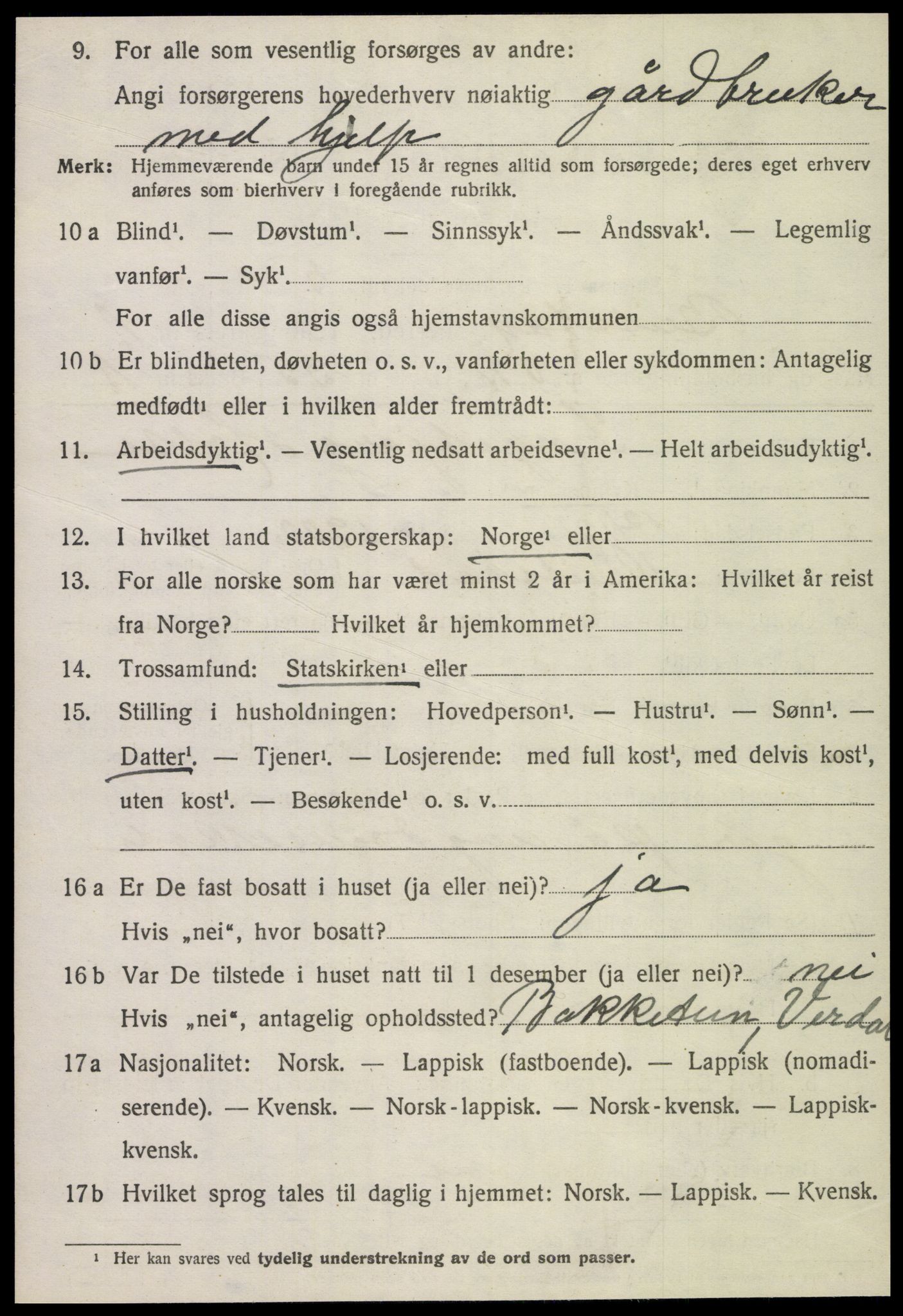 SAT, 1920 census for Beitstad, 1920, p. 1412