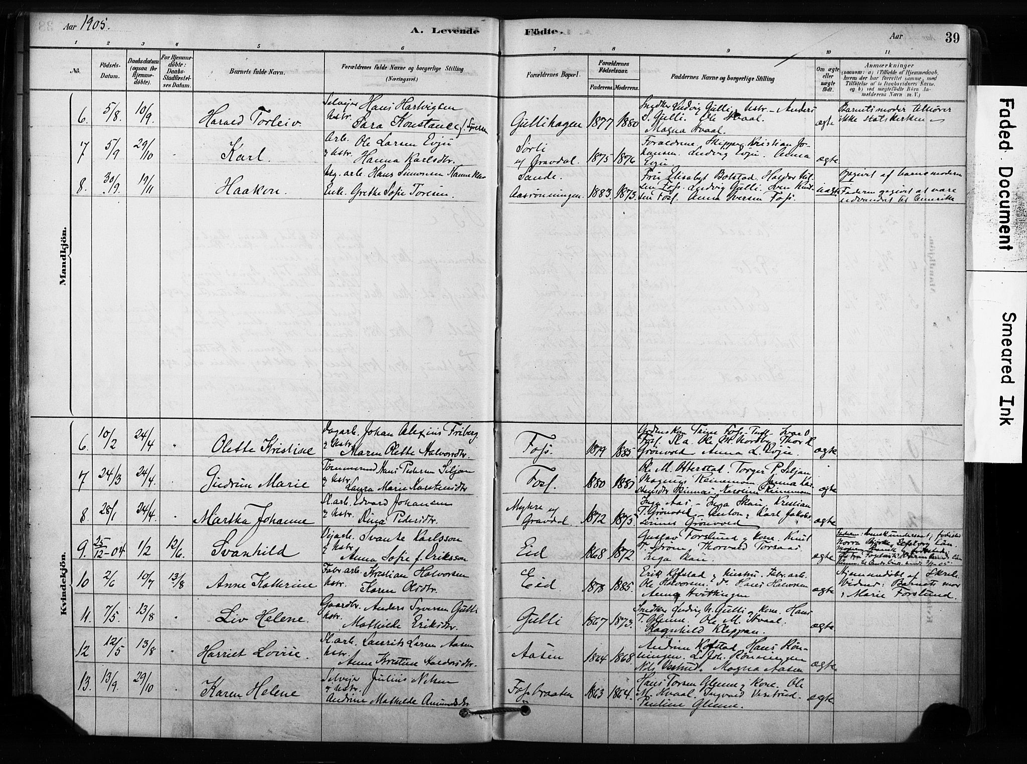 Sandsvær kirkebøker, AV/SAKO-A-244/F/Fc/L0001: Parish register (official) no. III 1, 1878-1923, p. 39