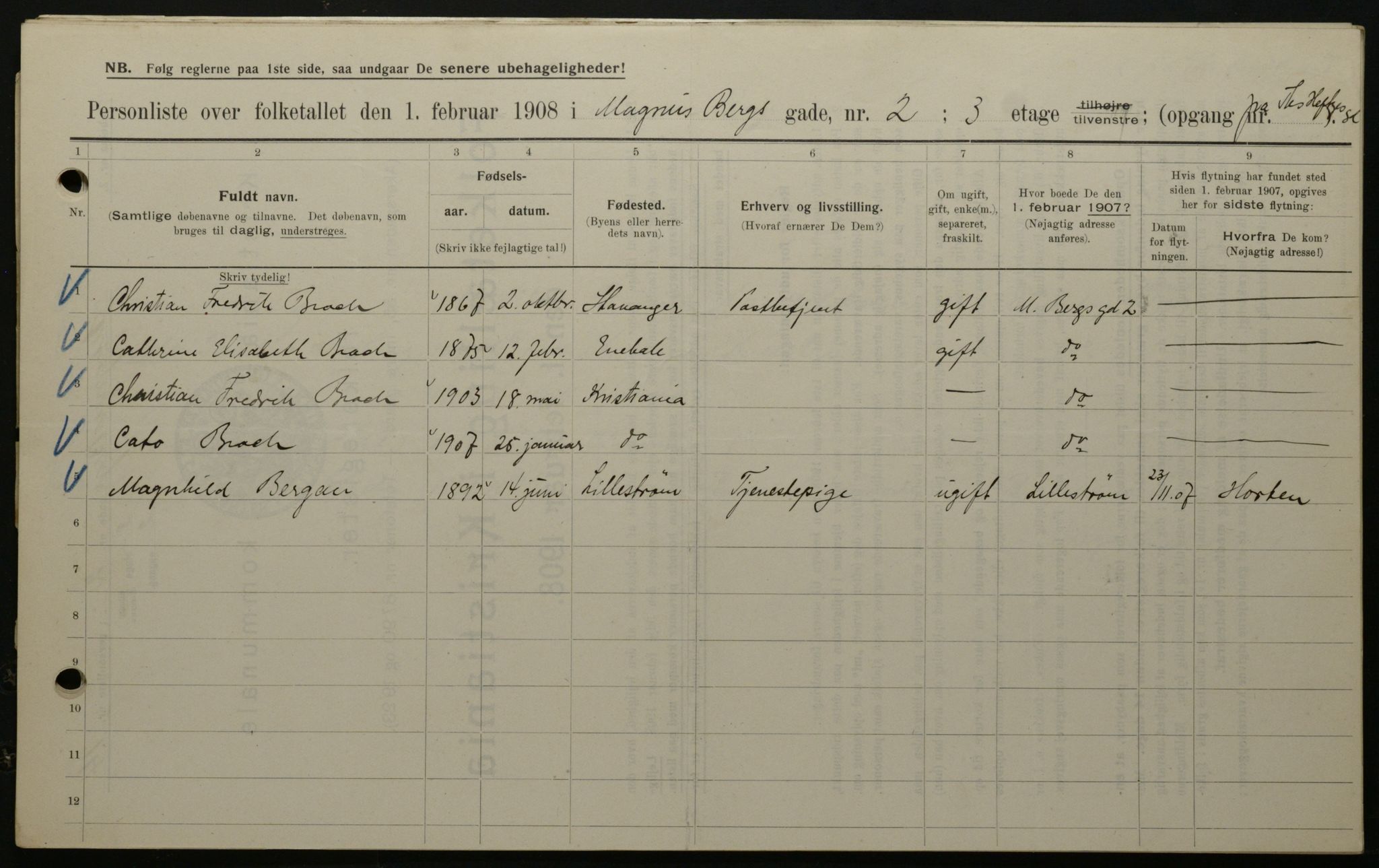 OBA, Municipal Census 1908 for Kristiania, 1908, p. 52876