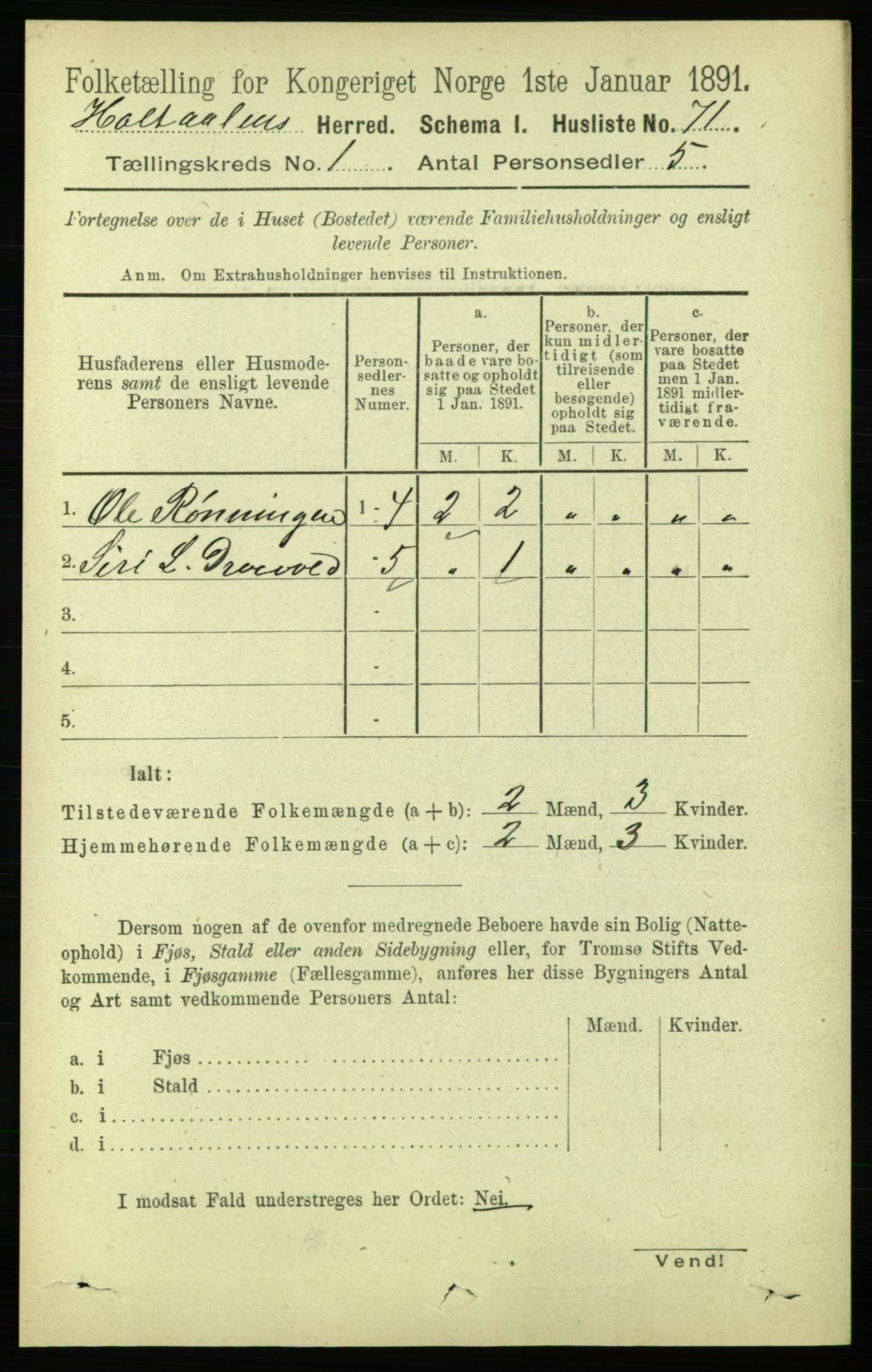 RA, 1891 census for 1645 Haltdalen, 1891, p. 86