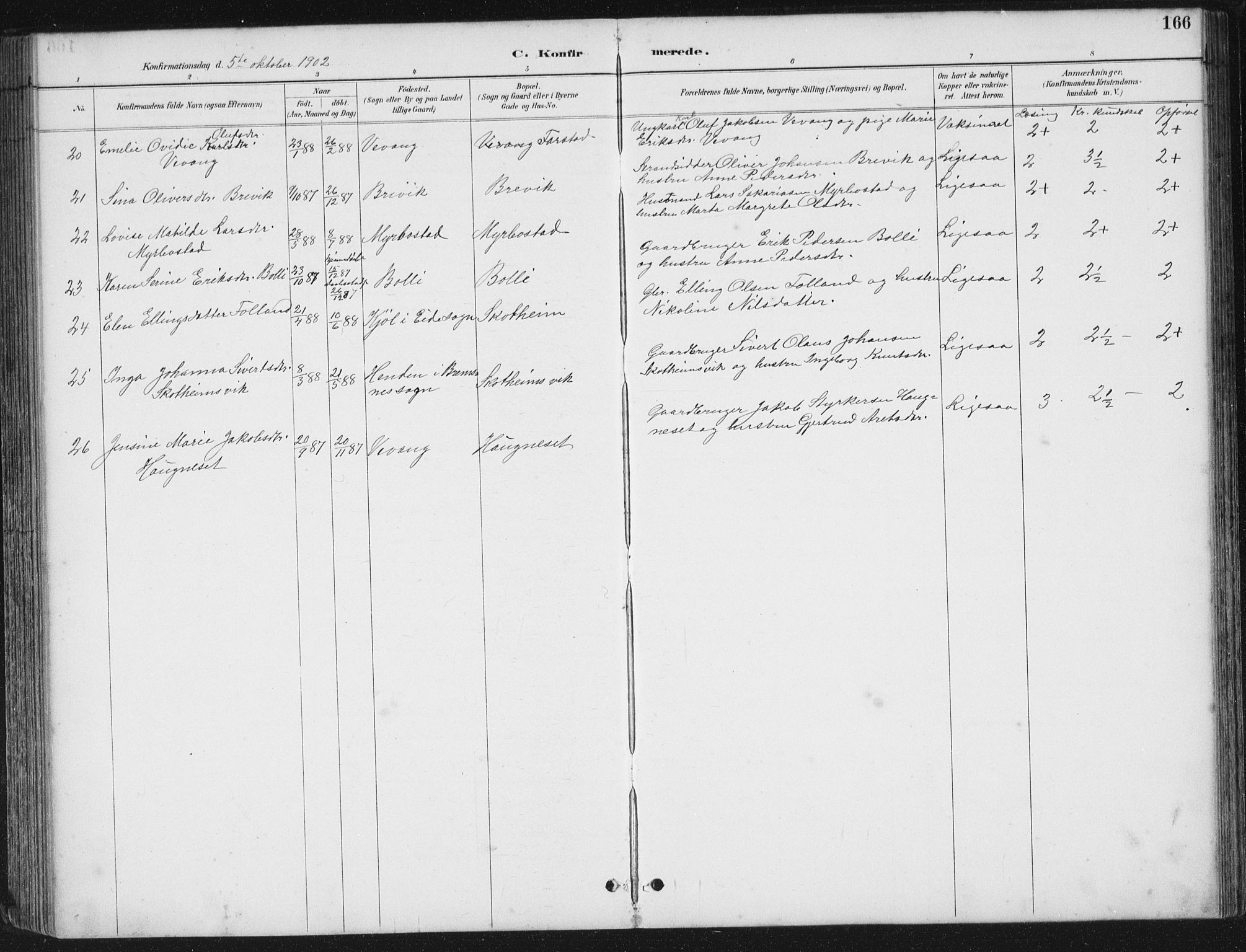 Ministerialprotokoller, klokkerbøker og fødselsregistre - Møre og Romsdal, AV/SAT-A-1454/567/L0783: Parish register (copy) no. 567C03, 1887-1903, p. 166