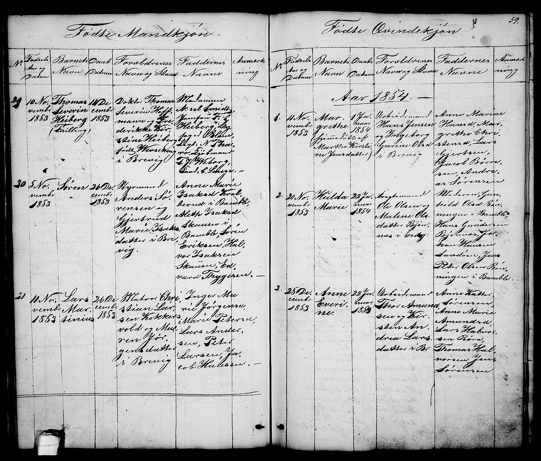 Brevik kirkebøker, SAKO/A-255/G/Ga/L0002: Parish register (copy) no. 2, 1846-1865, p. 59