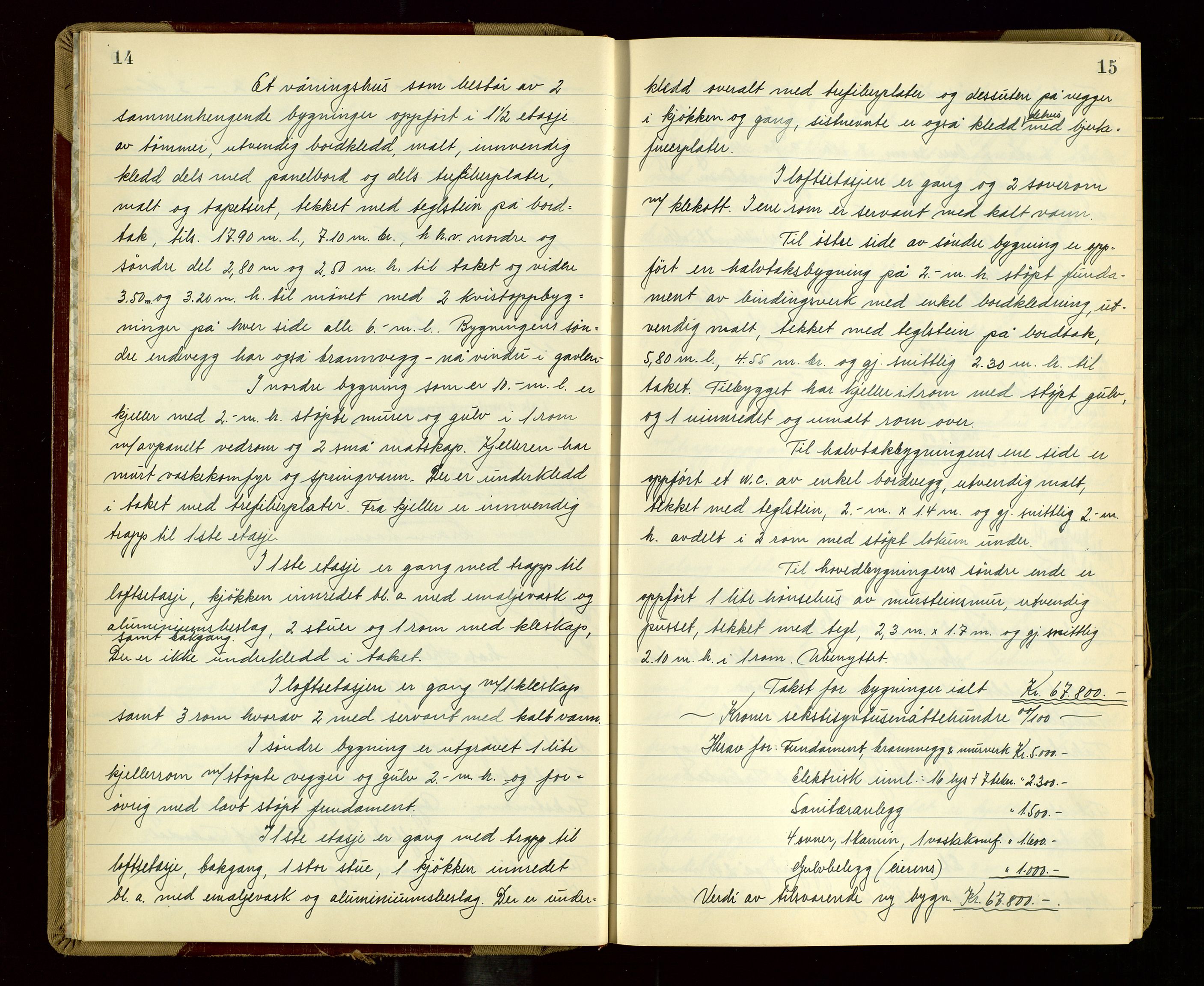 Eigersund lensmannskontor, AV/SAST-A-100171/Goa/L0013: "Branntakstprotokoll", 1954-1955, p. 14-15