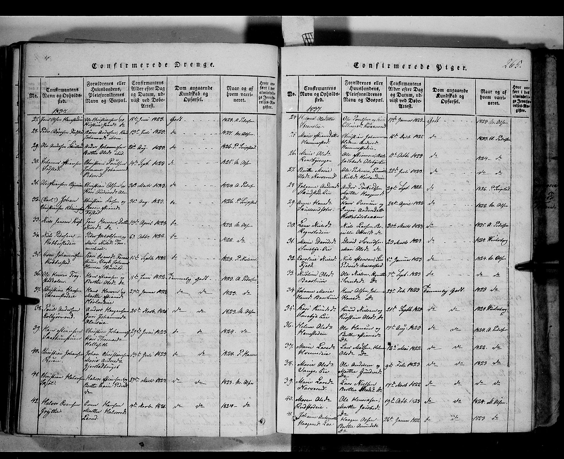 Østre Toten prestekontor, AV/SAH-PREST-104/H/Ha/Haa/L0001: Parish register (official) no. 1, 1828-1839, p. 265