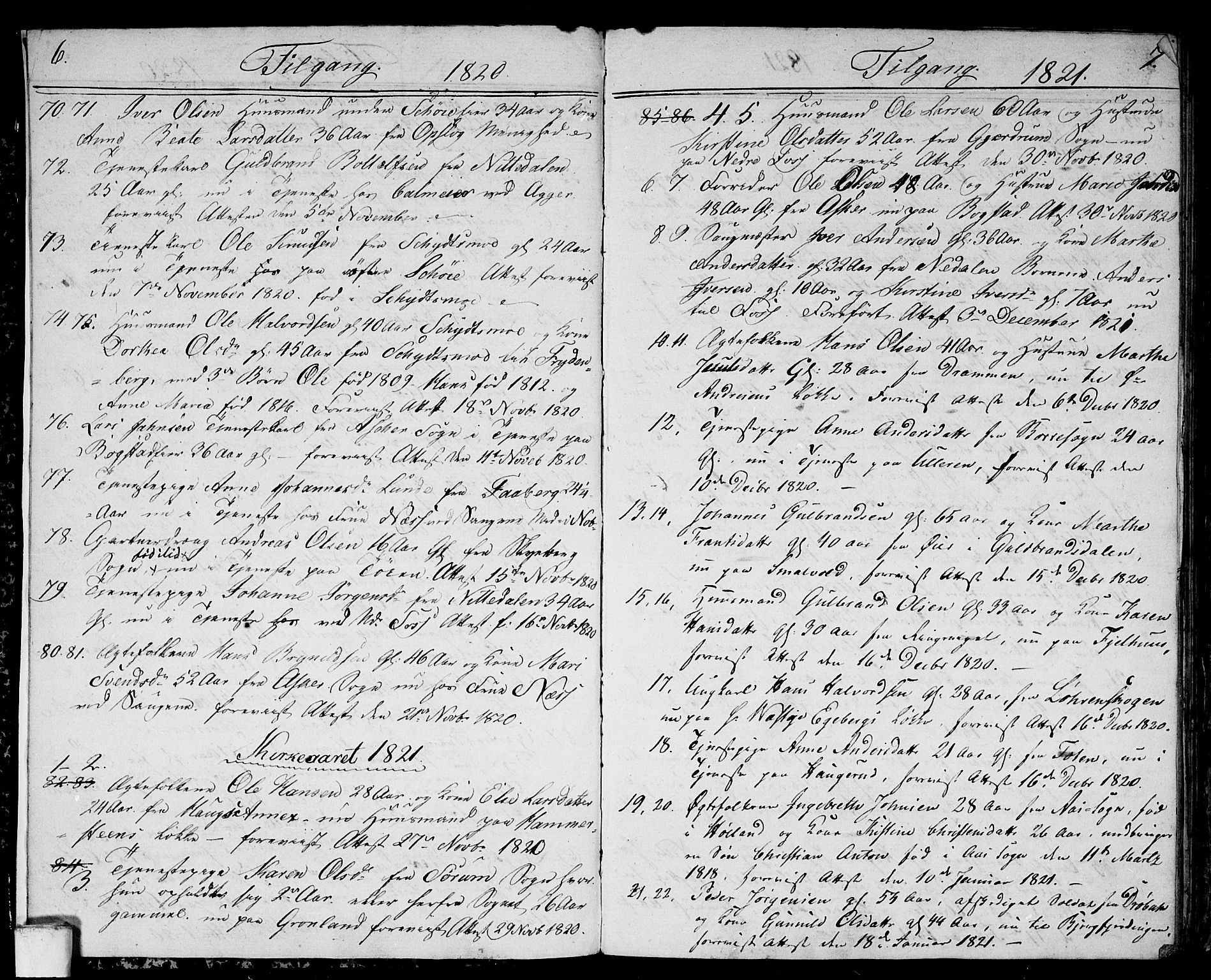 Aker prestekontor kirkebøker, SAO/A-10861/F/L0014a: Parish register (official) no. 14A, 1820-1833, p. 6-7