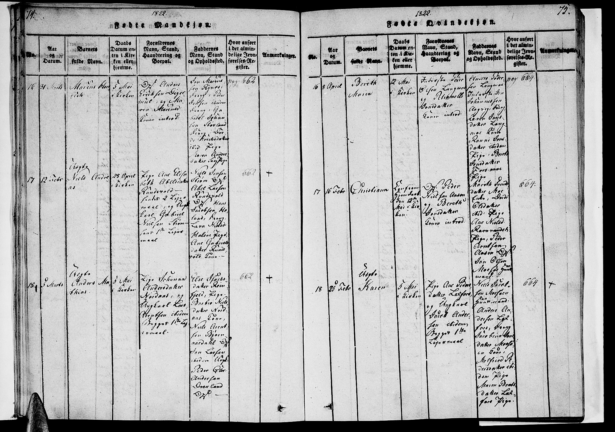 Ministerialprotokoller, klokkerbøker og fødselsregistre - Nordland, AV/SAT-A-1459/820/L0288: Parish register (official) no. 820A09, 1820-1825, p. 74-75