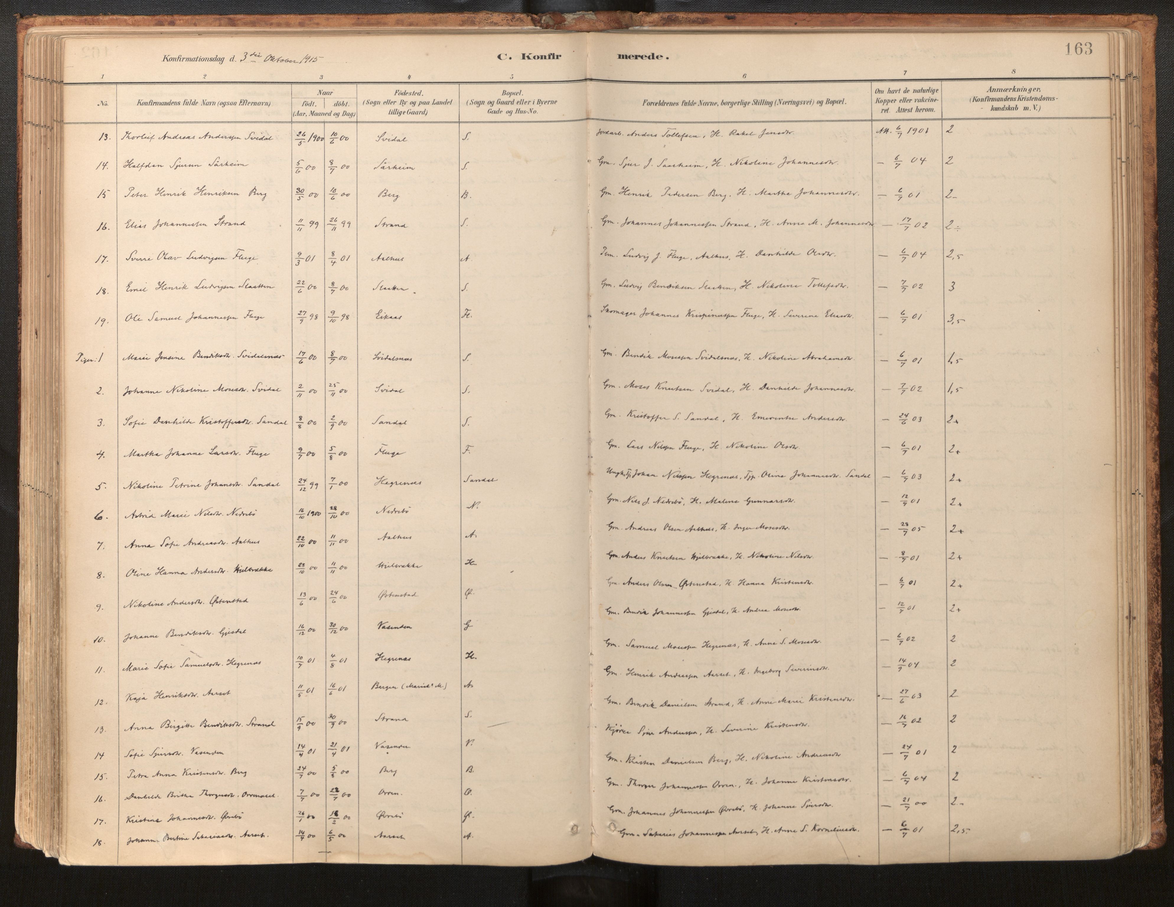 Jølster sokneprestembete, AV/SAB-A-80701/H/Haa/Haab/L0001: Parish register (official) no. B 1, 1882-1930, p. 163