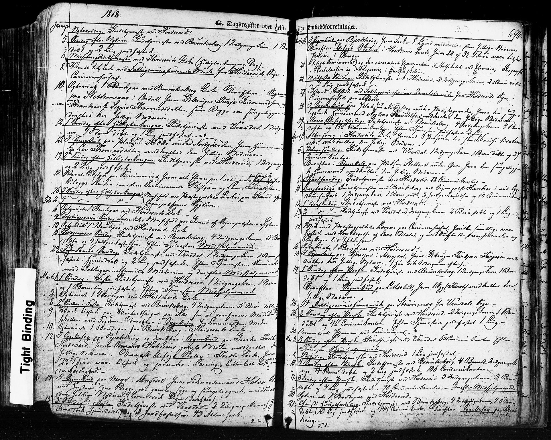 Kviteseid kirkebøker, SAKO/A-276/F/Fa/L0007: Parish register (official) no. I 7, 1859-1881, p. 696
