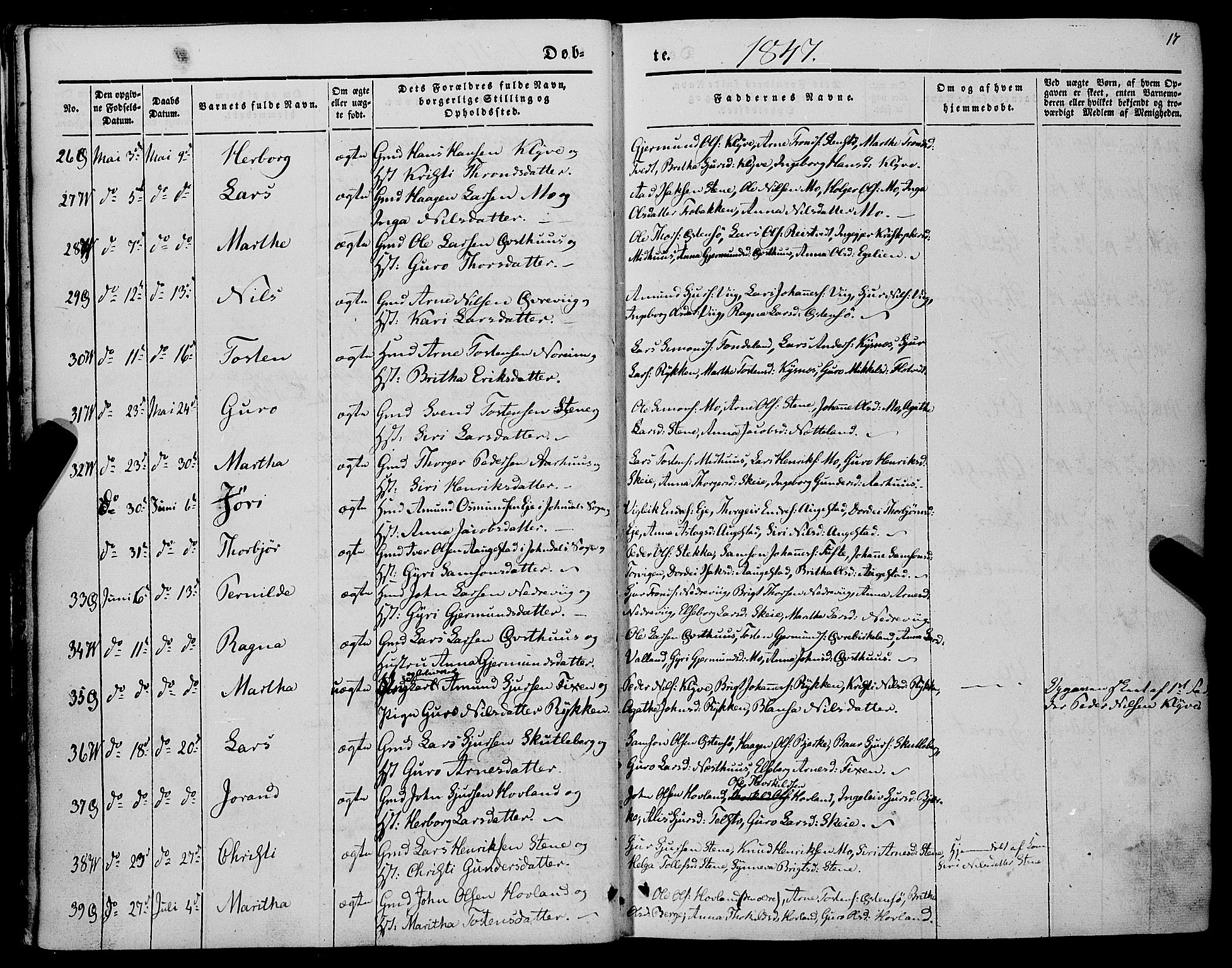 Kvam sokneprestembete, AV/SAB-A-76201/H/Haa: Parish register (official) no. A 8, 1844-1863, p. 17