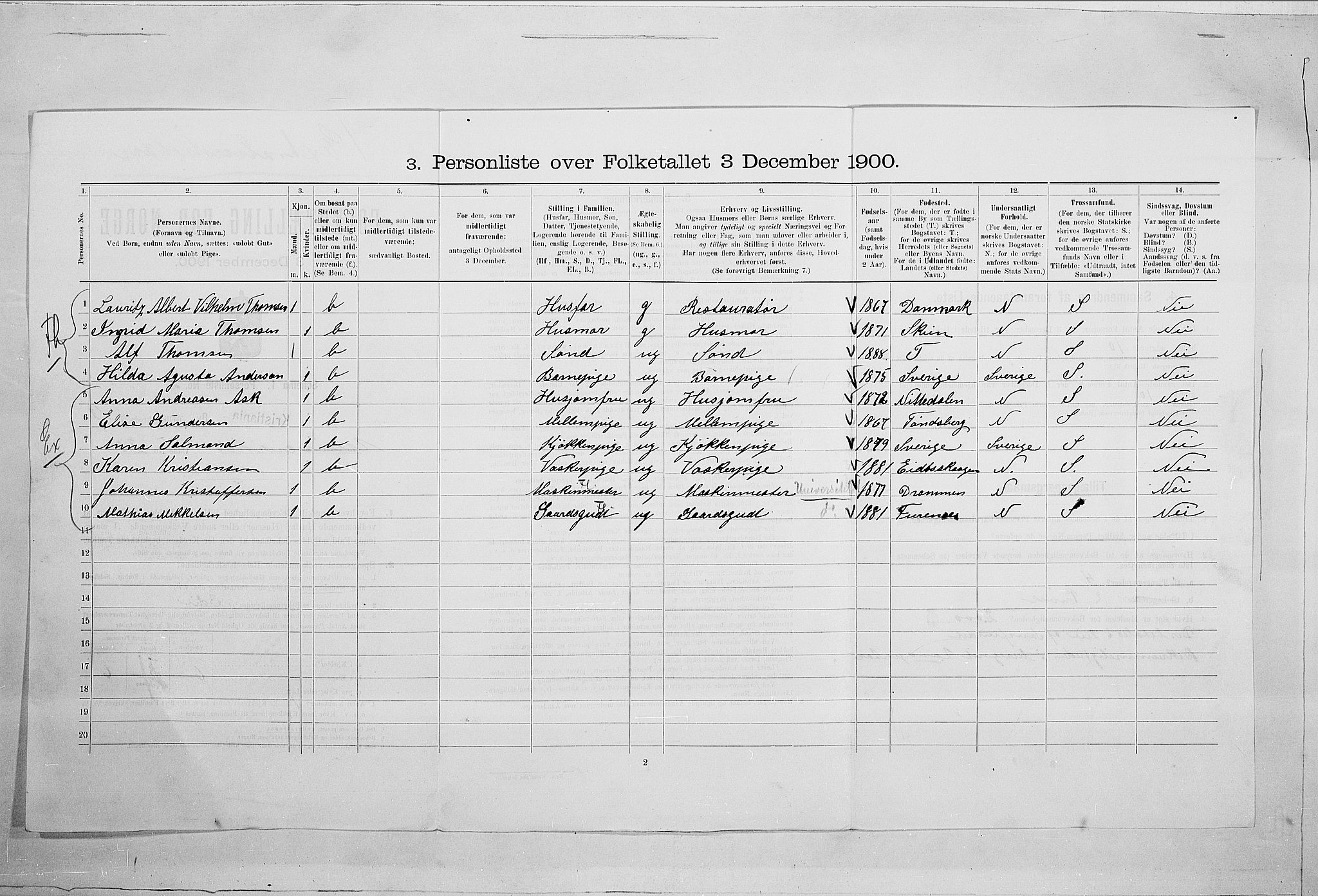SAO, 1900 census for Kristiania, 1900, p. 107991