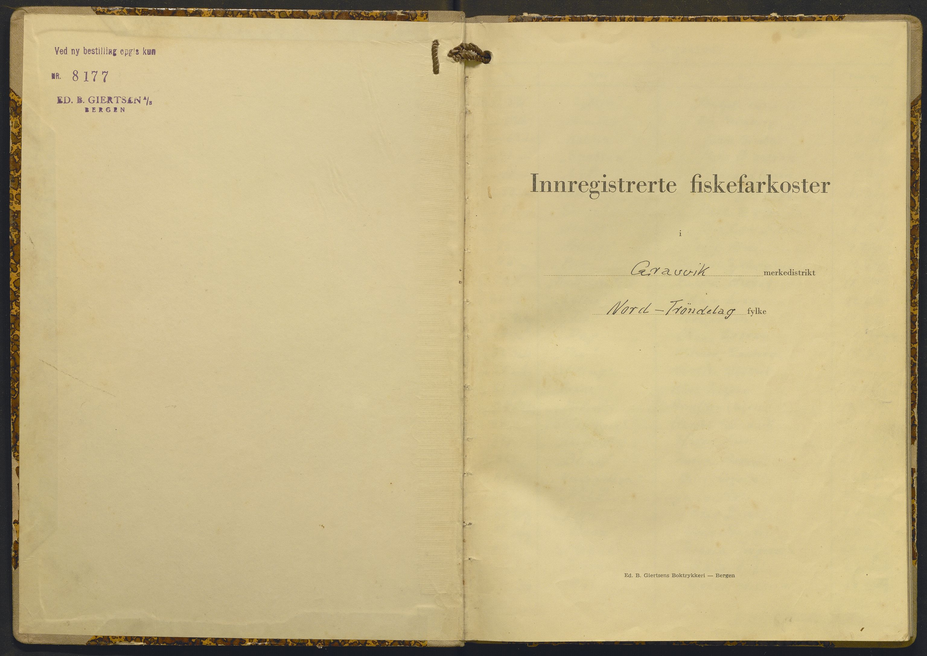 Fiskeridirektoratet - 1 Adm. ledelse - 13 Båtkontoret, AV/SAB-A-2003/I/Ia/Iad/L0014: 135.0408/3 Merkeprotokoll - Gravvik, 1954-1962