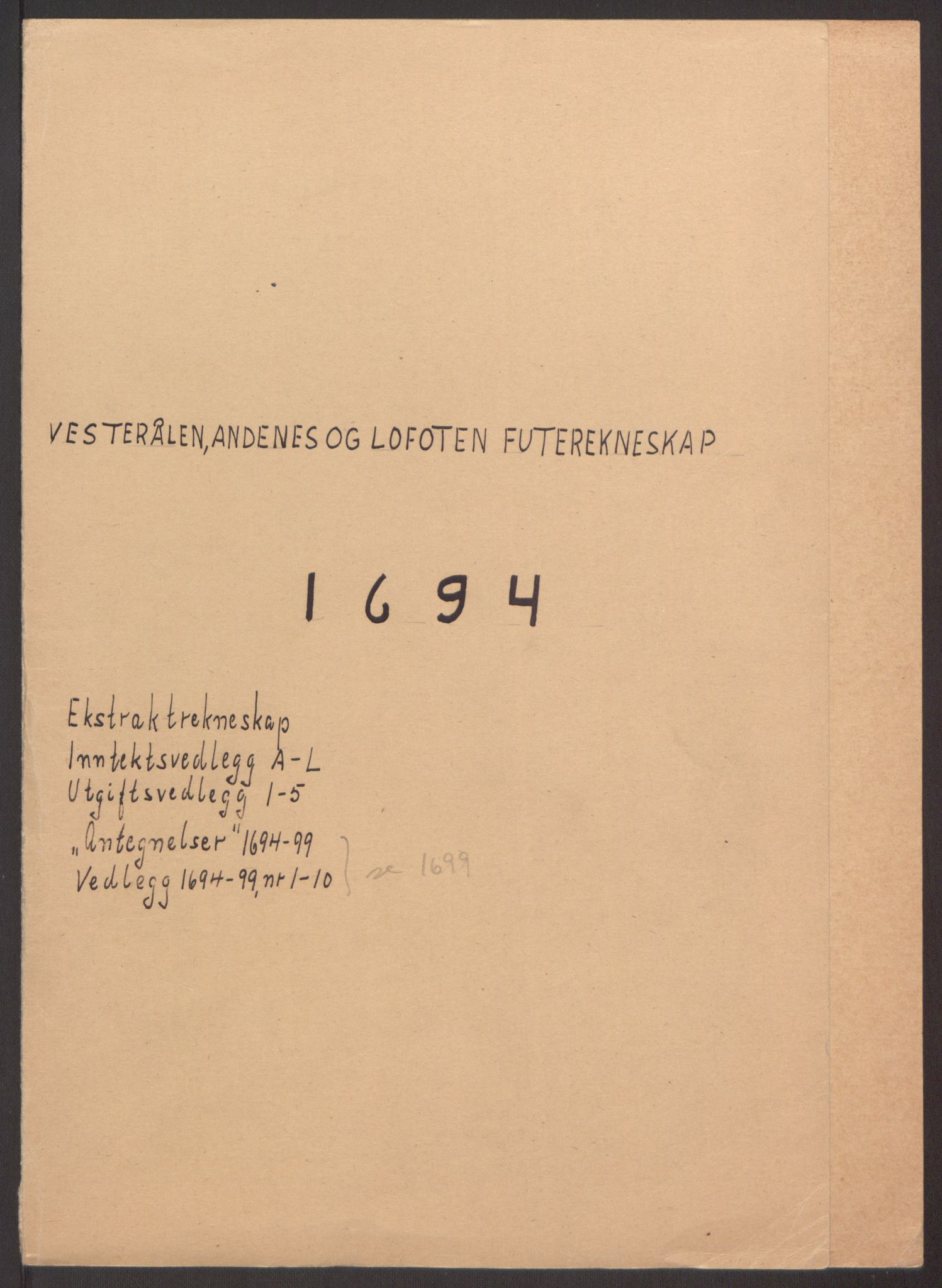 Rentekammeret inntil 1814, Reviderte regnskaper, Fogderegnskap, AV/RA-EA-4092/R67/L4677: Fogderegnskap Vesterålen, Andenes og Lofoten, 1694-1695, p. 2