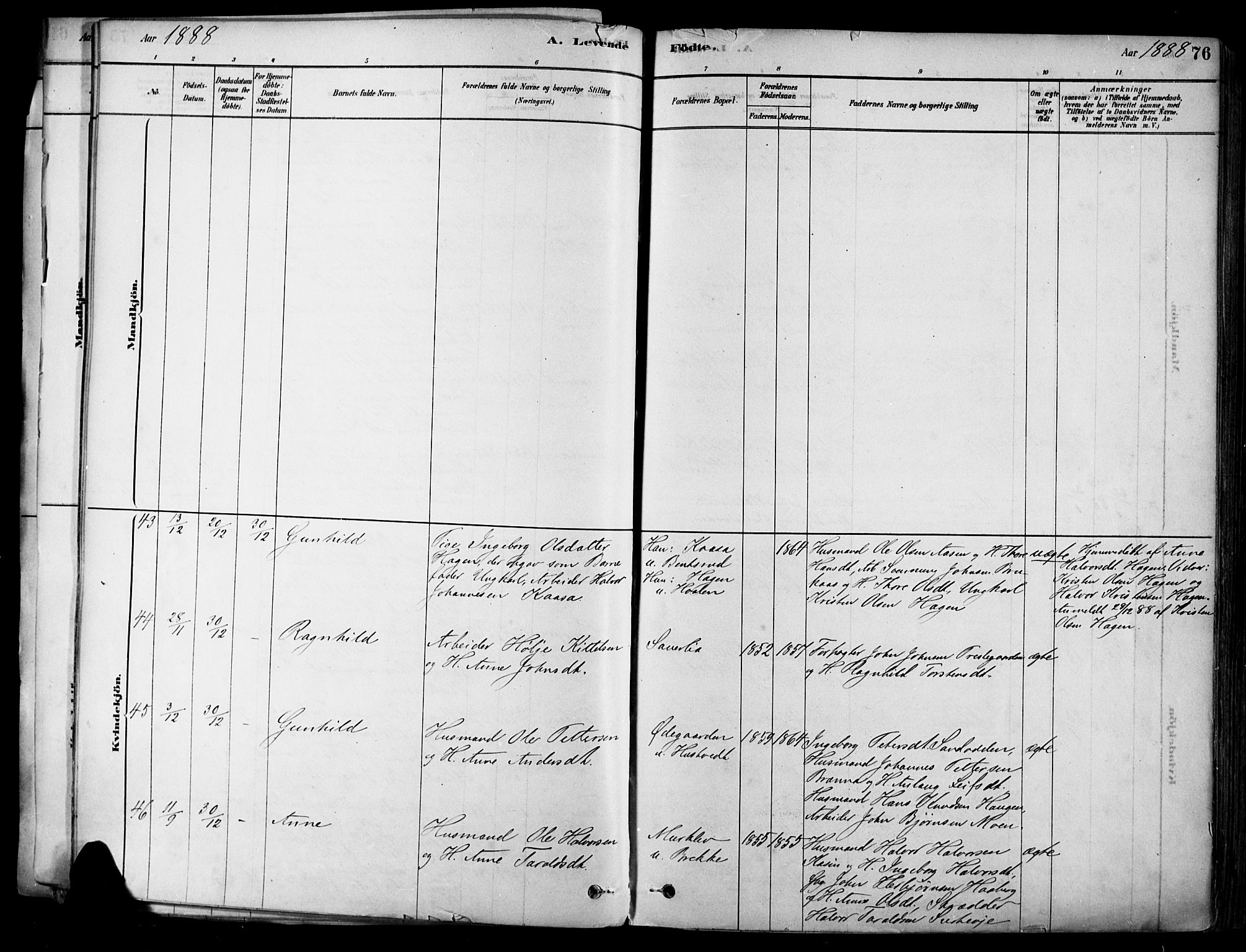 Heddal kirkebøker, SAKO/A-268/F/Fa/L0008: Parish register (official) no. I 8, 1878-1903, p. 76