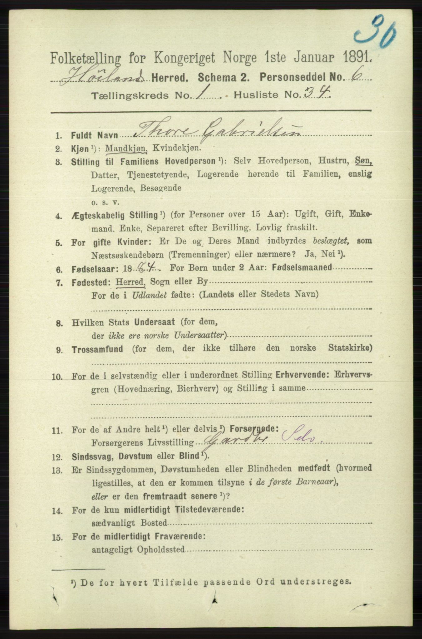 RA, 1891 census for 1123 Høyland, 1891, p. 271