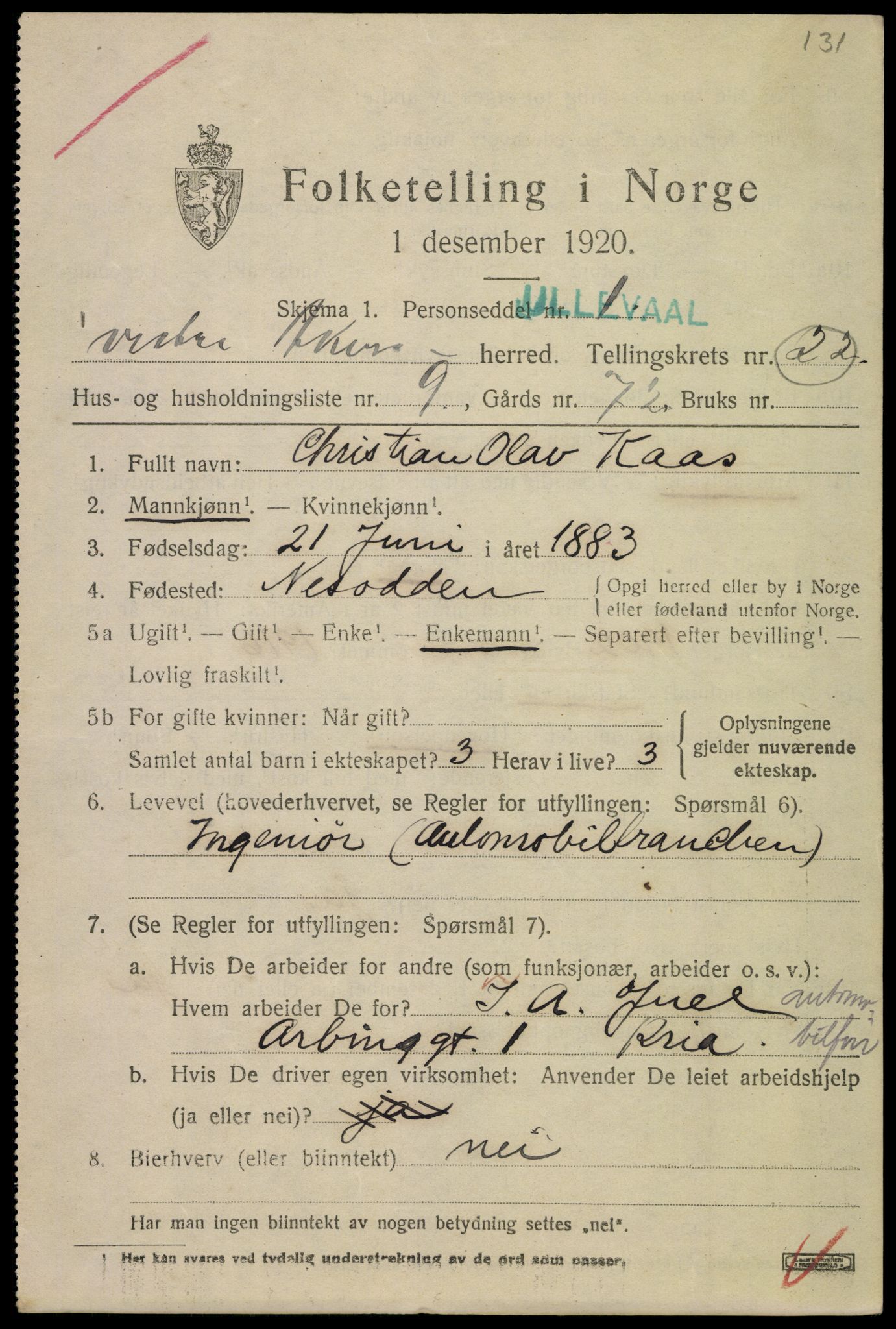 SAO, 1920 census for Aker, 1920, p. 125900