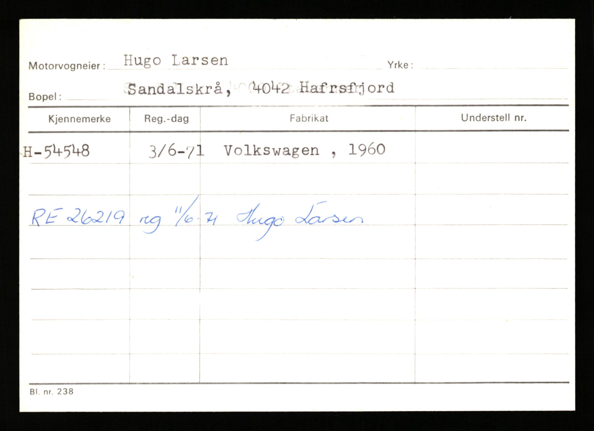 Stavanger trafikkstasjon, SAST/A-101942/0/G/L0007: Registreringsnummer: 49019 - 67460, 1930-1971, p. 1421