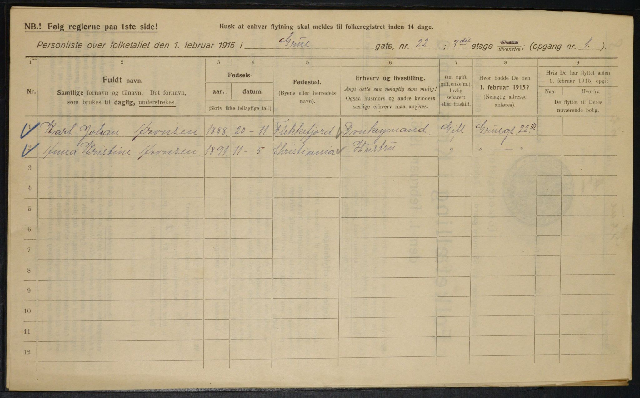 OBA, Municipal Census 1916 for Kristiania, 1916, p. 31161