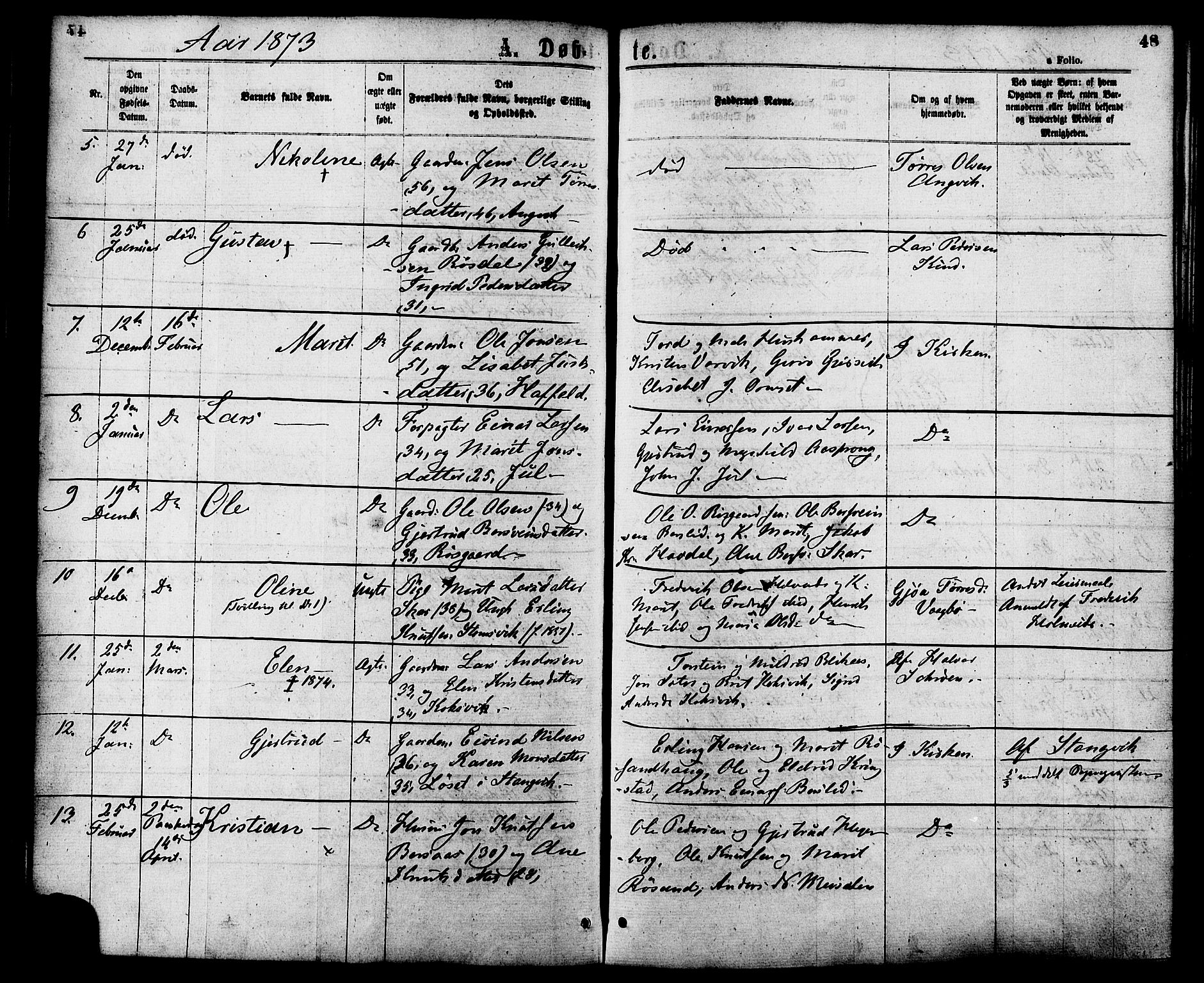 Ministerialprotokoller, klokkerbøker og fødselsregistre - Møre og Romsdal, AV/SAT-A-1454/586/L0986: Parish register (official) no. 586A12, 1867-1878, p. 48