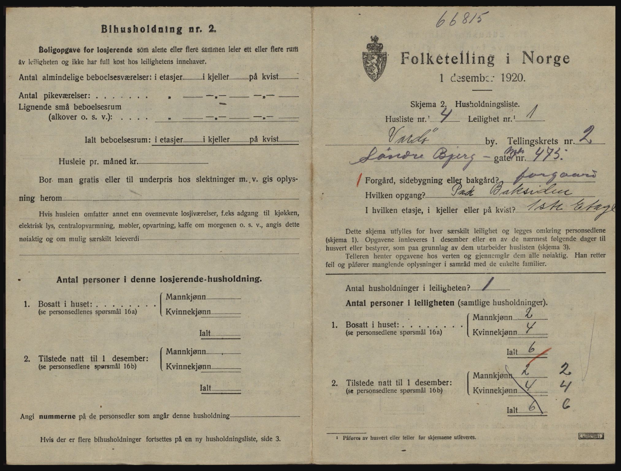 SATØ, 1920 census for Vardø, 1920, p. 1691