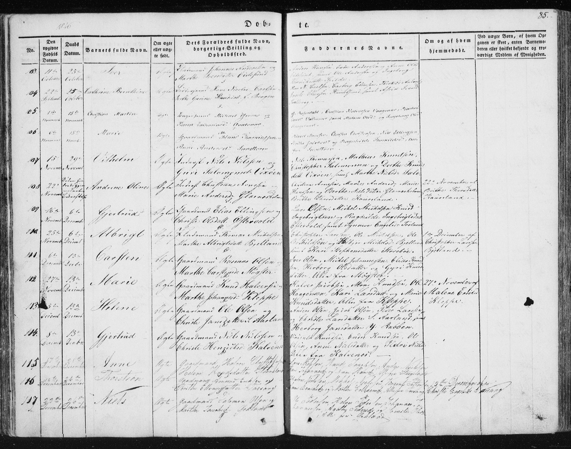 Sund sokneprestembete, SAB/A-99930: Parish register (official) no. A 13, 1835-1849, p. 85