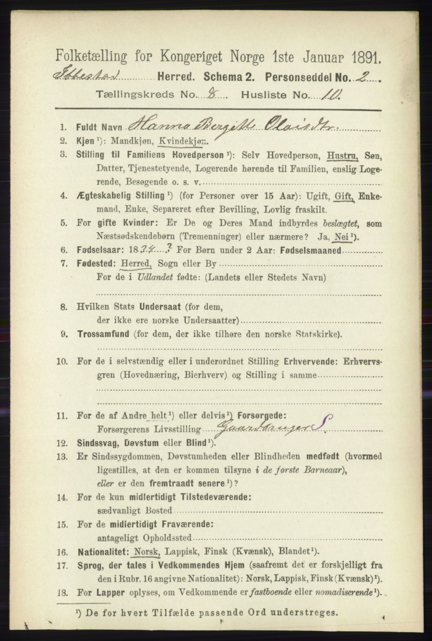 RA, 1891 census for 1917 Ibestad, 1891, p. 5296