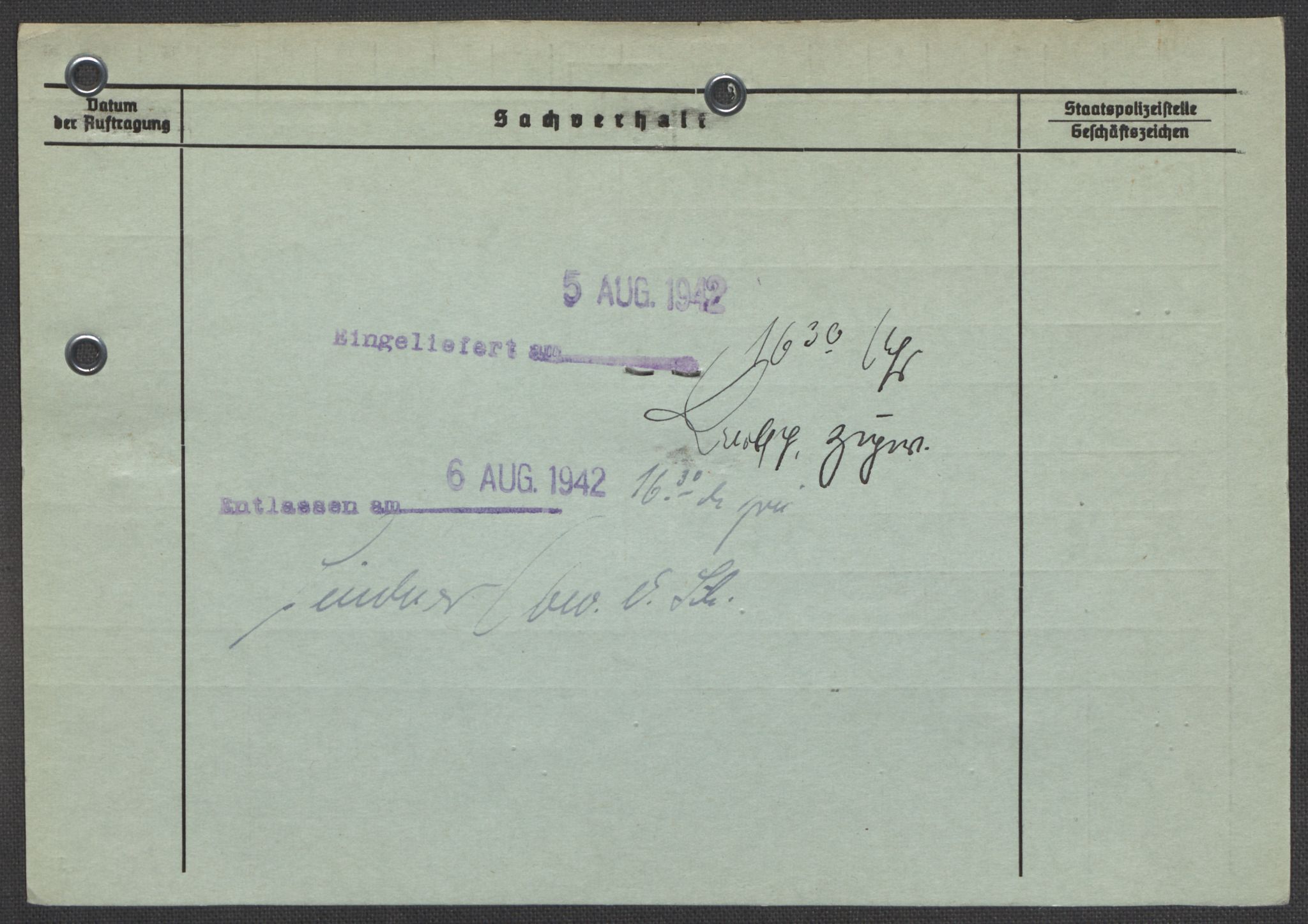 Befehlshaber der Sicherheitspolizei und des SD, AV/RA-RAFA-5969/E/Ea/Eaa/L0004: Register over norske fanger i Møllergata 19: Hal-Hæ, 1940-1945, p. 630