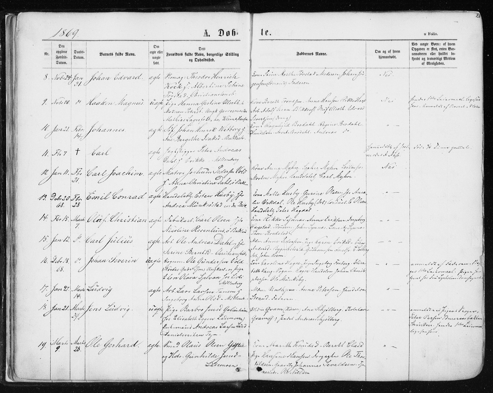 Ministerialprotokoller, klokkerbøker og fødselsregistre - Sør-Trøndelag, SAT/A-1456/604/L0186: Parish register (official) no. 604A07, 1866-1877, p. 28