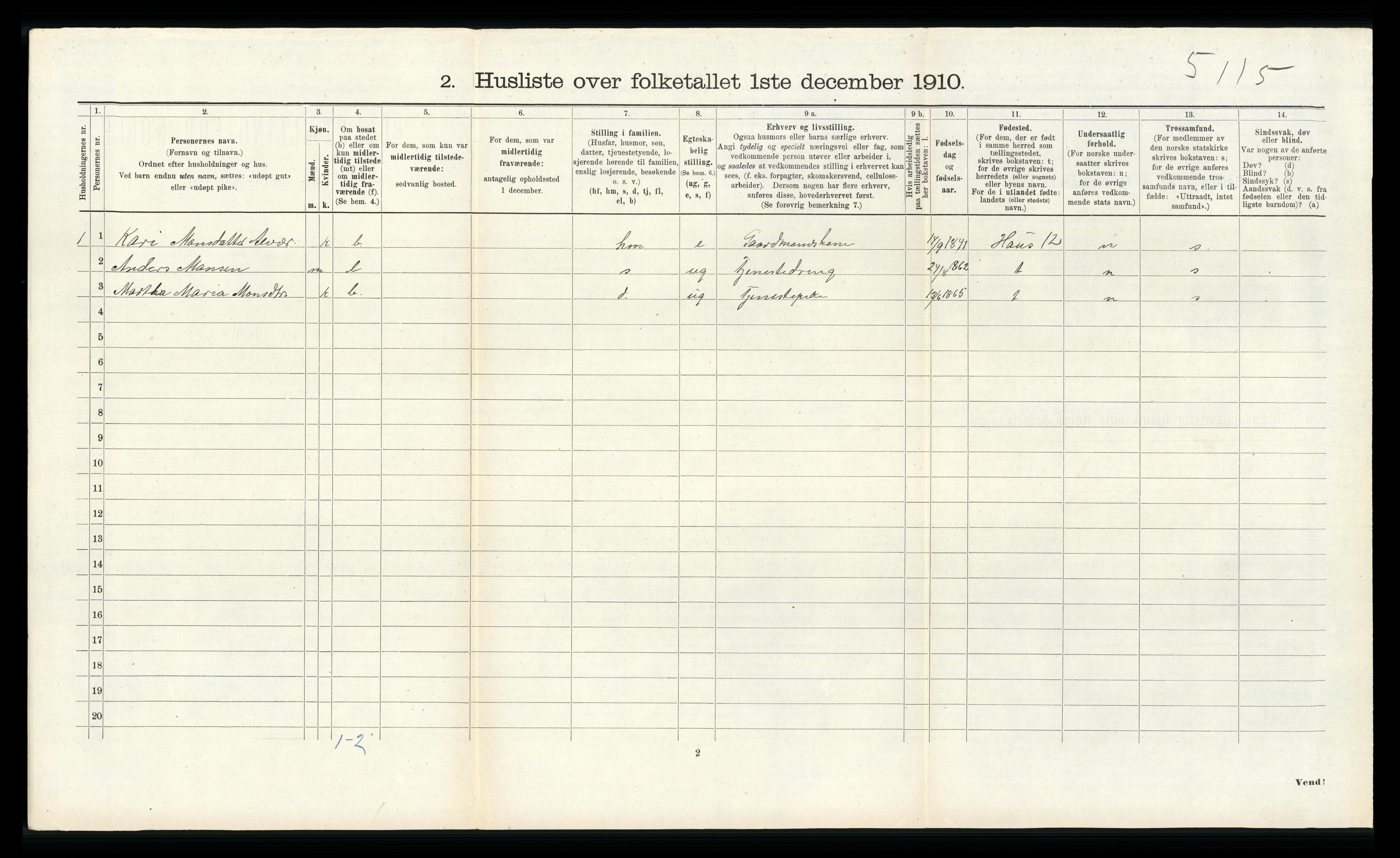 RA, 1910 census for Alversund, 1910, p. 661